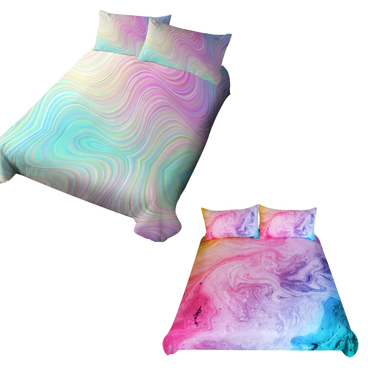 Blessliving Pastel Marble Duvet Cover Queen Set | Soft & Breathable Bedding | Tie Dye Duvet Cover Queen Size | Perfect for Modern Bedroom & Guest Room Decor
