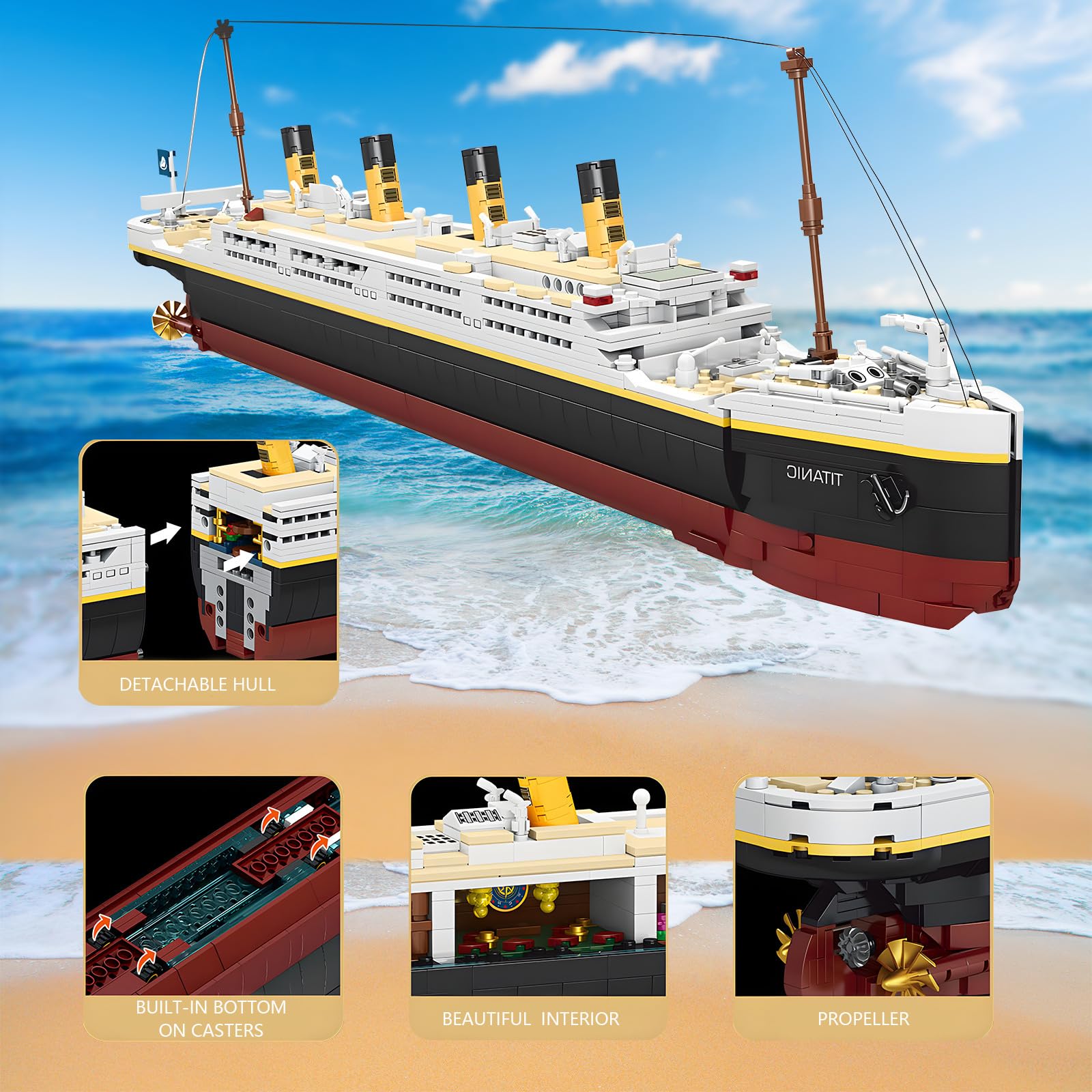 Titanic Building Blocks Set - 2022 Piece Big Ship Bricks Model Kit for Adults & Kids | Perfect STEM Educational Toy & Collectible Display | Birthday Gift for Ship Lovers & History Enthusiasts | Great for Home Decor, Office Display & Family Bonding Activities