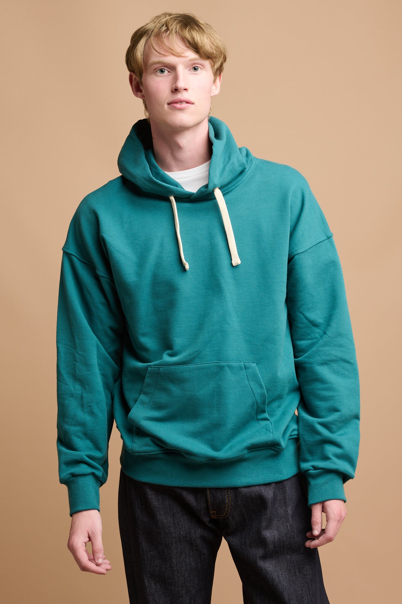 Men's Teal Hooded Sweatshirt - Soft Cotton Pullover Hoodie for Casual Wear, Outdoor Activities & Lounge Comfort