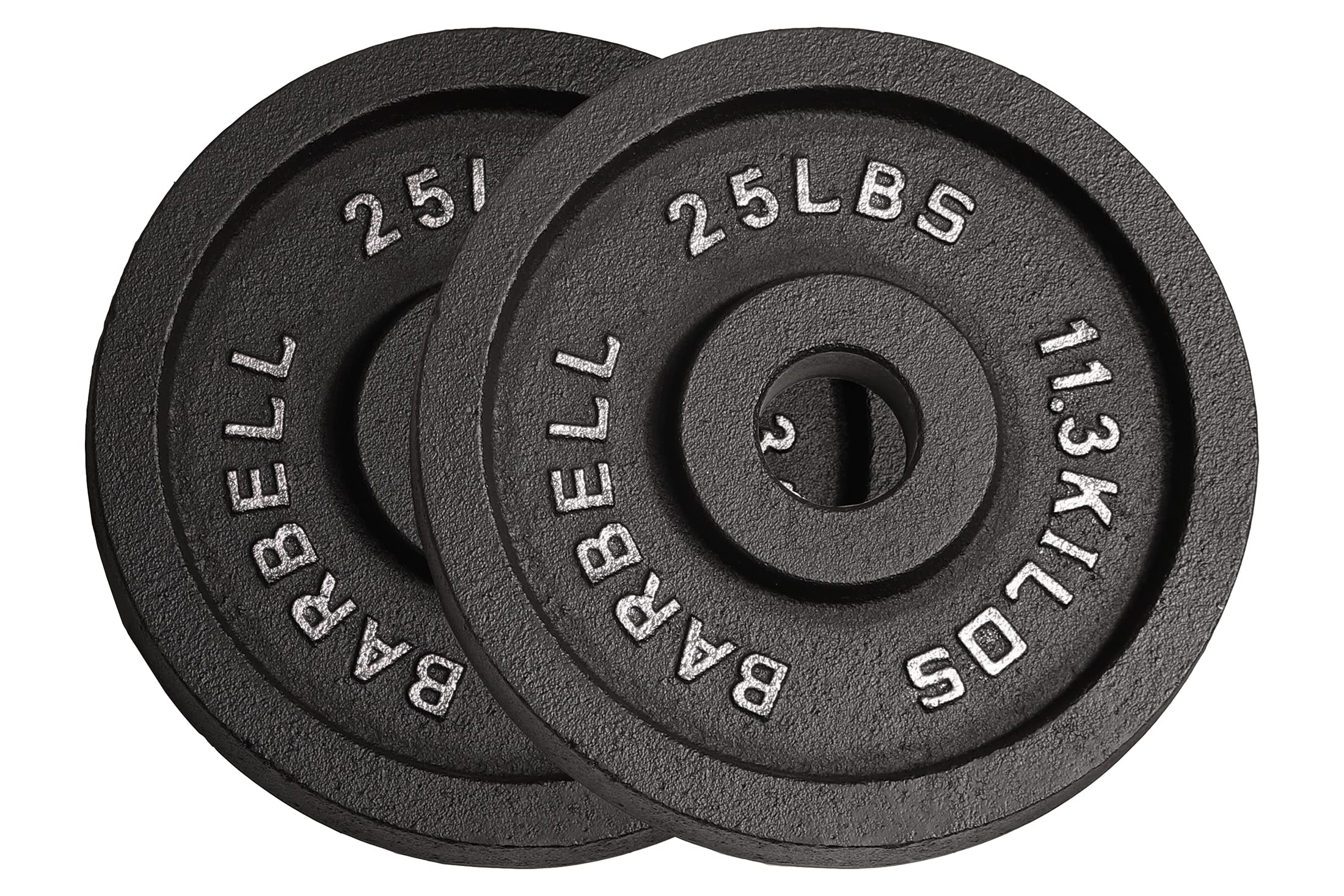 Deltech Fitness 25 lb. Cast Iron Olympic Weight Plates - Pair for Strength Training, CrossFit, and Home Gym Workouts