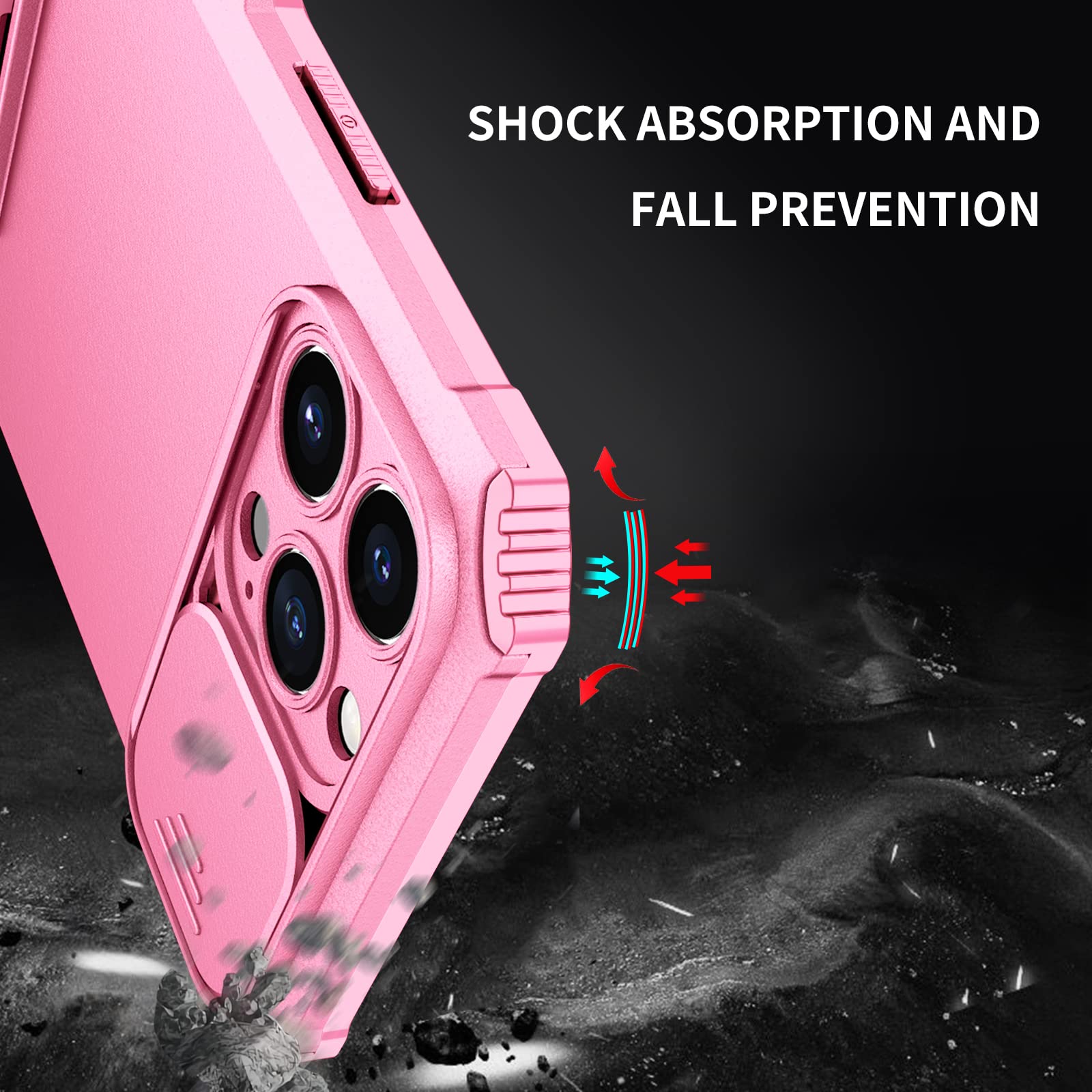 ASUWISH iPhone 13 Pro Max Case (2021) 6.7 Inch - Slim Protective Phone Cover with Built-in Screen Protector, Slide Camera Cover & Kickstand | Compatible with iPhone 13 Pro Max 5G - Perfect for Women & Men (Pink) | Ideal for Everyday Protection, Work & Travel