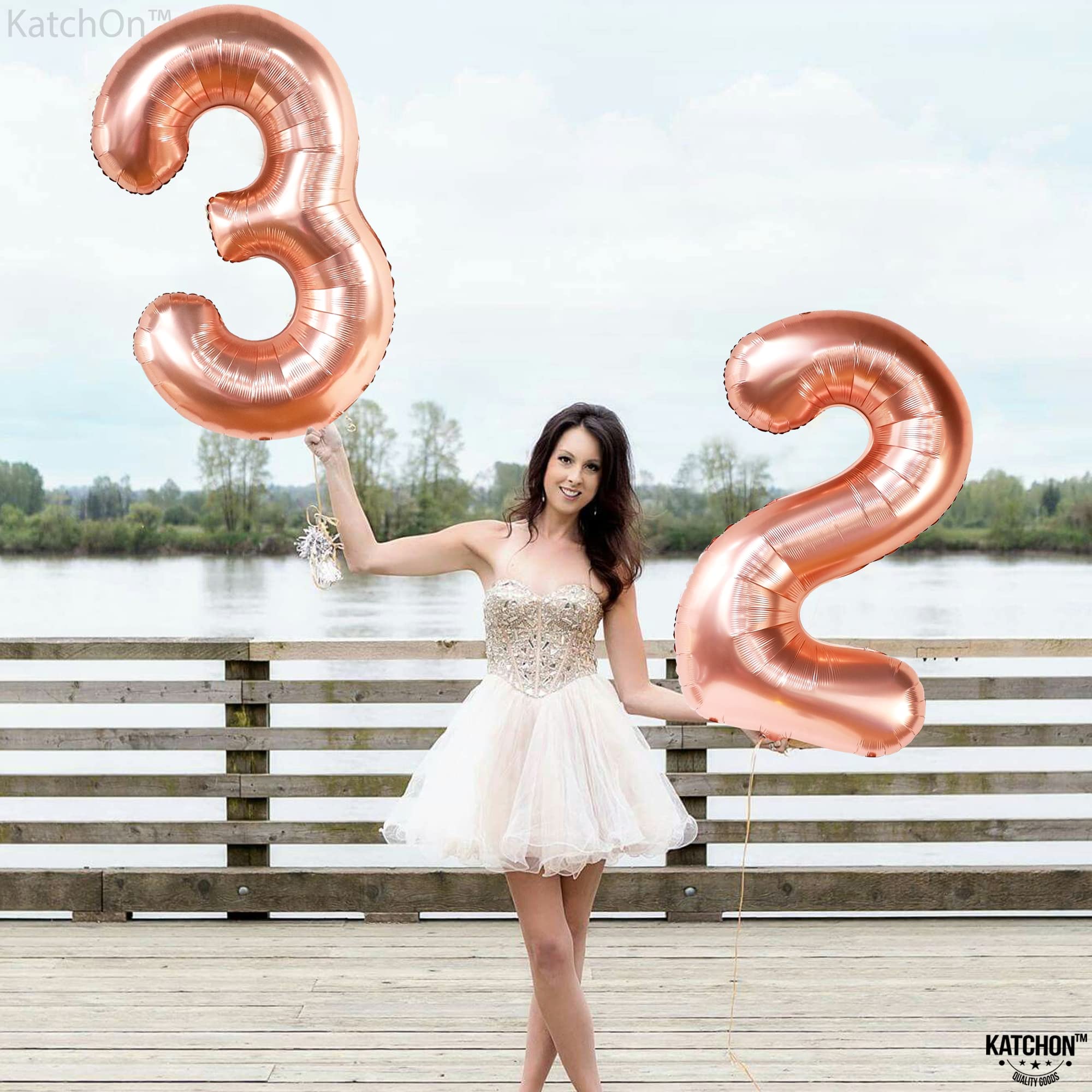 KatchOn 40 Inch Rose Gold 32 Balloon Numbers - Large Foil Birthday Balloons for Women's 32nd Birthday Party Decorations | Perfect for Milestone Celebrations, Photo Backdrops & Surprise Decor