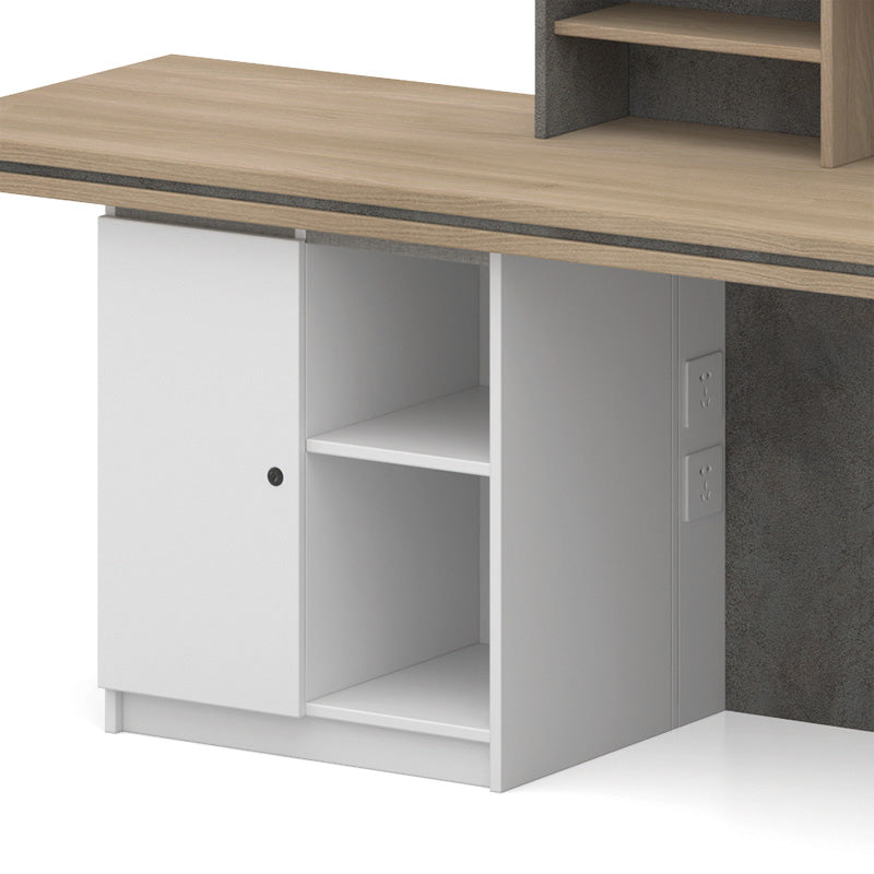 JARIN 2.4M Right Panel Reception Desk in Carbon Grey & White - Modern Office Furniture for Hotel, Clinic, and Corporate Lobby