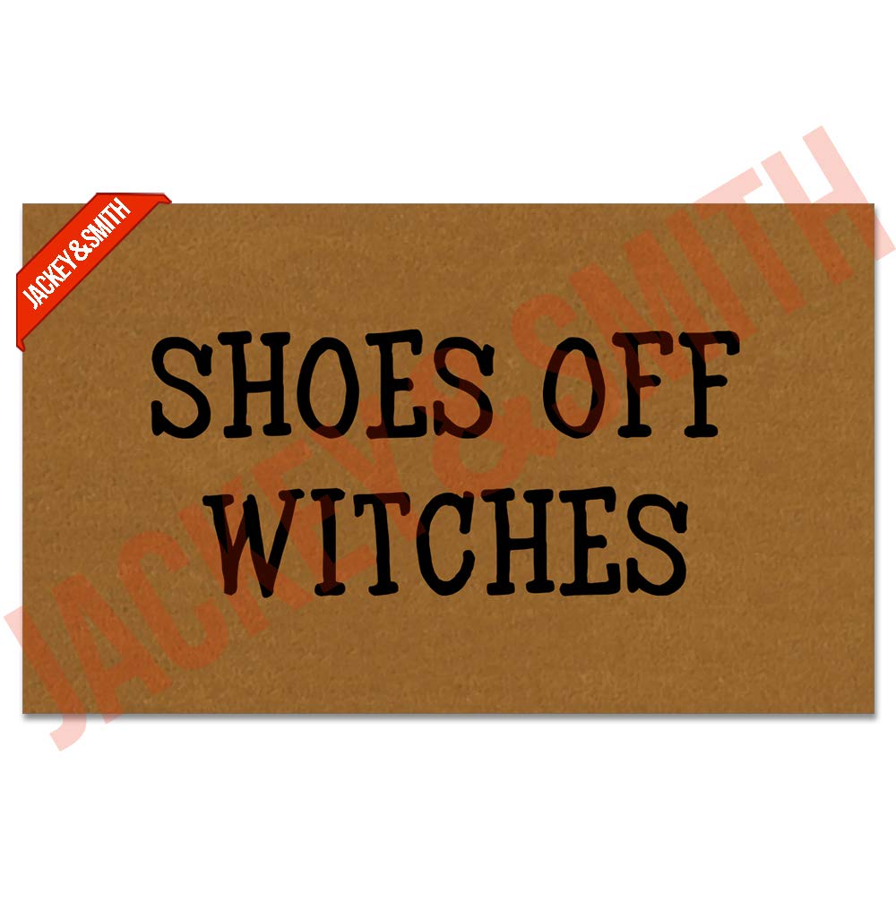 Jackey&Smith Non-Slip Front Door Mat - 30x18 Inch Funny Witches Welcome Doormat for Outdoor/Indoor Use - Durable Felt Fabric Entrance Rug for Porch, Balcony & Home Decor - Perfect for Halloween, Christmas & Year-Round Decor
