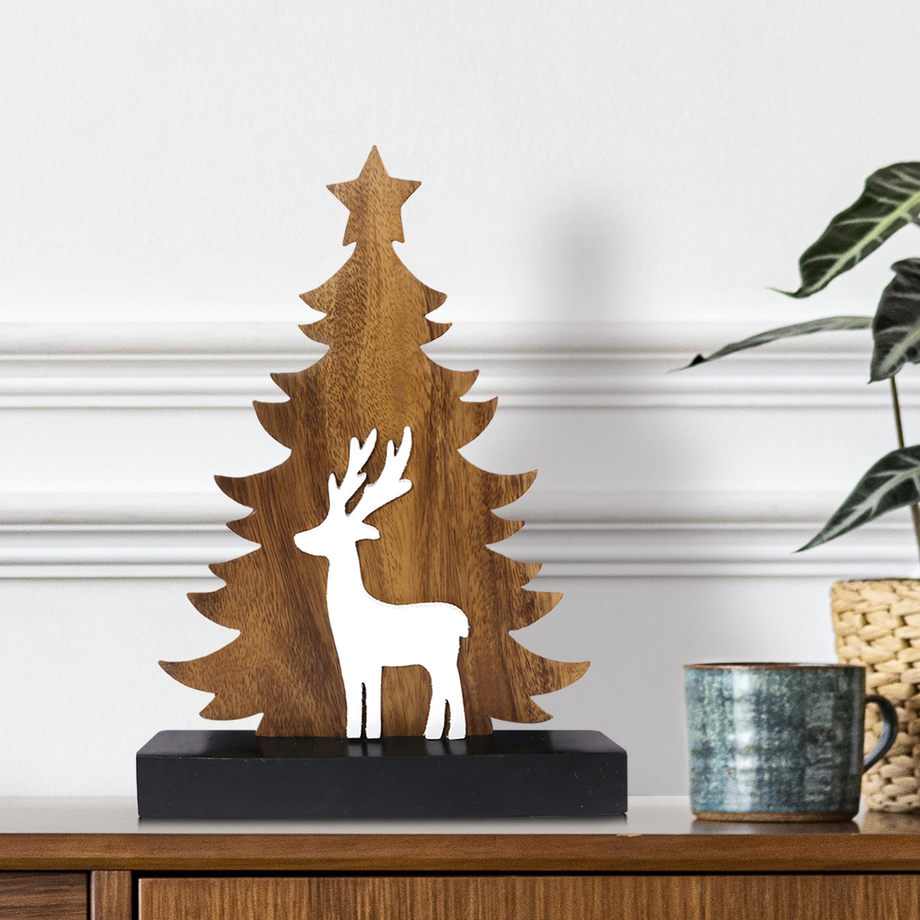 Handcrafted Solid Wood Christmas Tree Centerpiece - Holiday Home Decor for Living Room, Bedroom, Dining Table & Farmhouse - Perfect Housewarming Gift & Seasonal Decoration (Christmas Tree Decor, Coffee Table Centerpiece, Kitchen Decor)