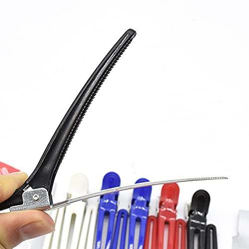 Ghelonadi 12-Pack ABS Plastic & Stainless Steel Hair Sectioning Clips - Professional Salon Hair Styling Tools for Cutting, Coloring & Styling (Multicolor)