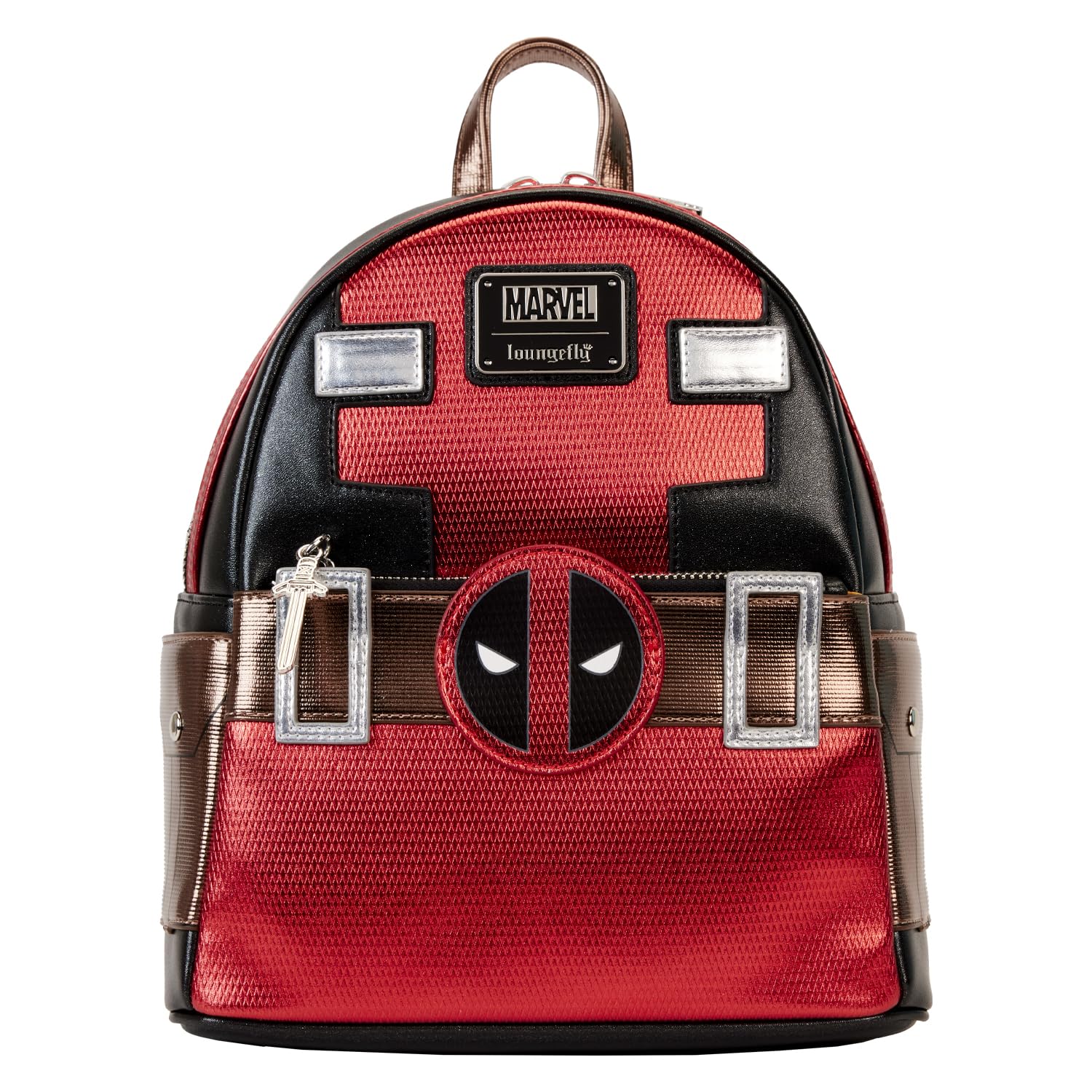 Loungefly Marvel Deadpool Metallic Cosplay Mini Backpack - Official Licensed Superhero Collectible for Comic Con & Halloween Costumes