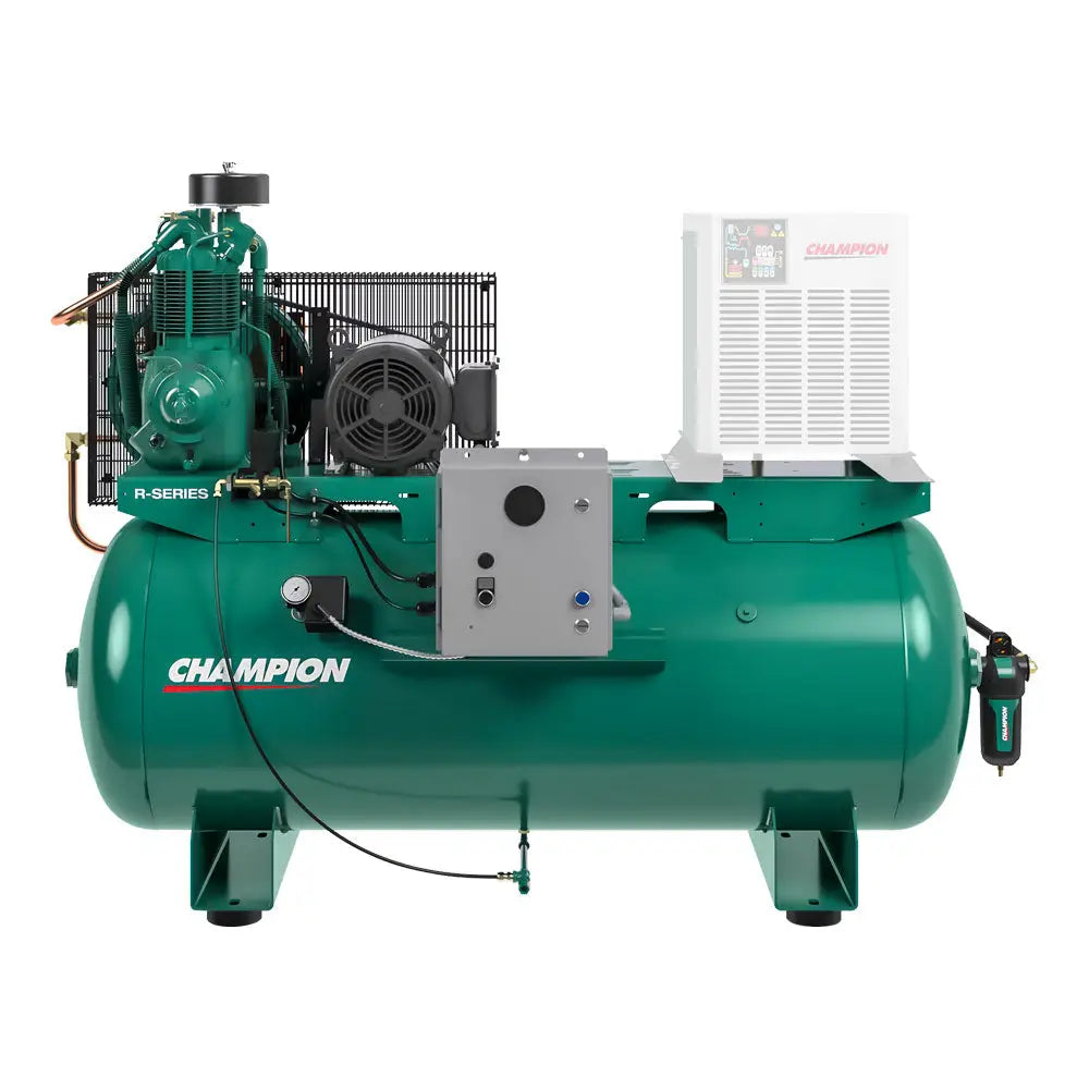 Champion HR5 12 R Series 5HP Horizontal Air Compressor with R15 Pump - 120 Gallon Tank for Industrial & Workshop Use | Heavy Duty Air Tools, Painting, Sandblasting & Pneumatic Applications