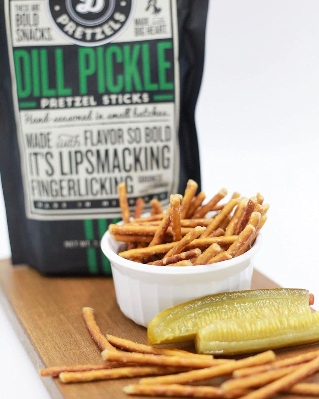 Pop Daddy Flavored Pretzel Sticks - Healthy Gourmet Snacks, 7.5oz Bags (Pack of 3) - Dill Pickle Flavor - Perfect for Office Snacking, Movie Nights & Road Trips