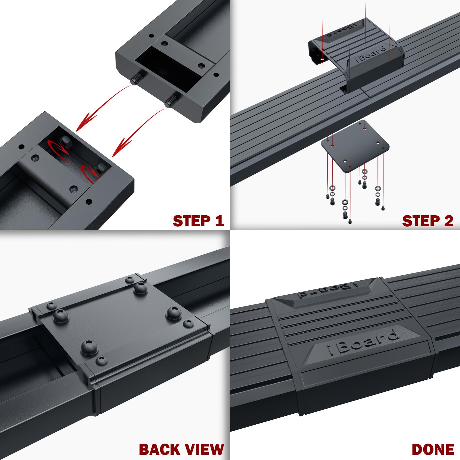 APS 6in Wheel to Wheel Running Boards Compatible with Chevy Silverado & GMC Sierra 1500 2019-2025 Extended Cab 6.5ft Bed | 2500/3500 2020-2025 (Excludes 2019 1500 LD) | Heavy Duty Steel Side Steps - Perfect for Off-Roading, Truck Access & Enhanced Vehicle Style
