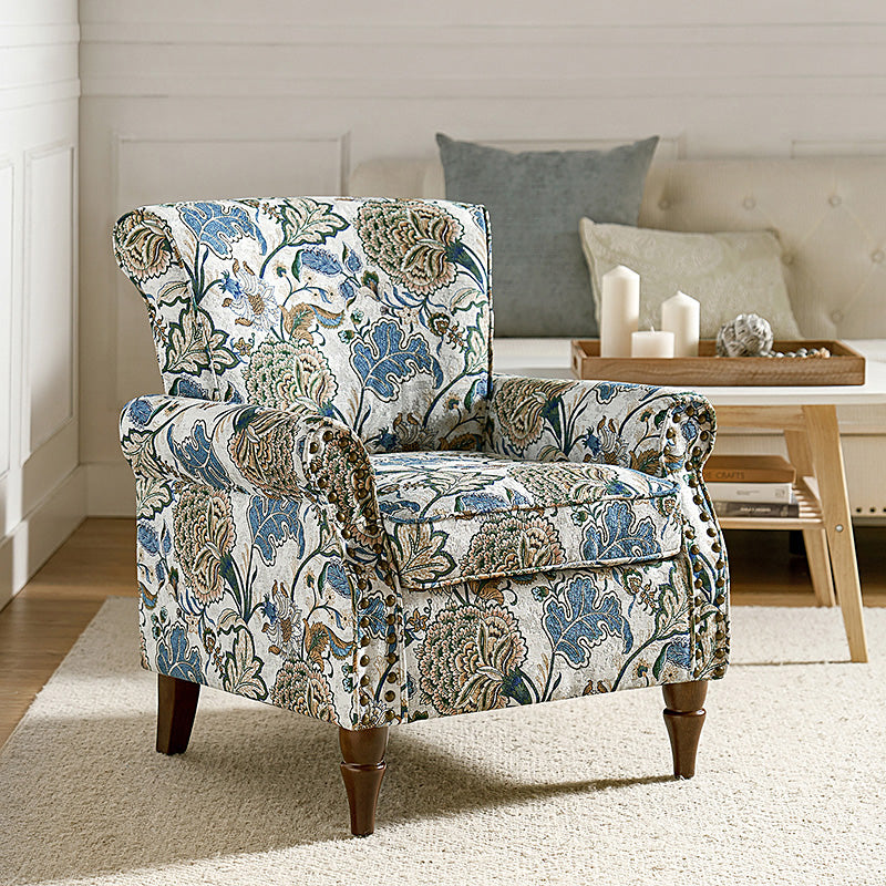 Artemisa Modern Floral Pattern Upholstered Armchair - Comfortable Living Room Accent Chair for Home Office & Lounge Decor