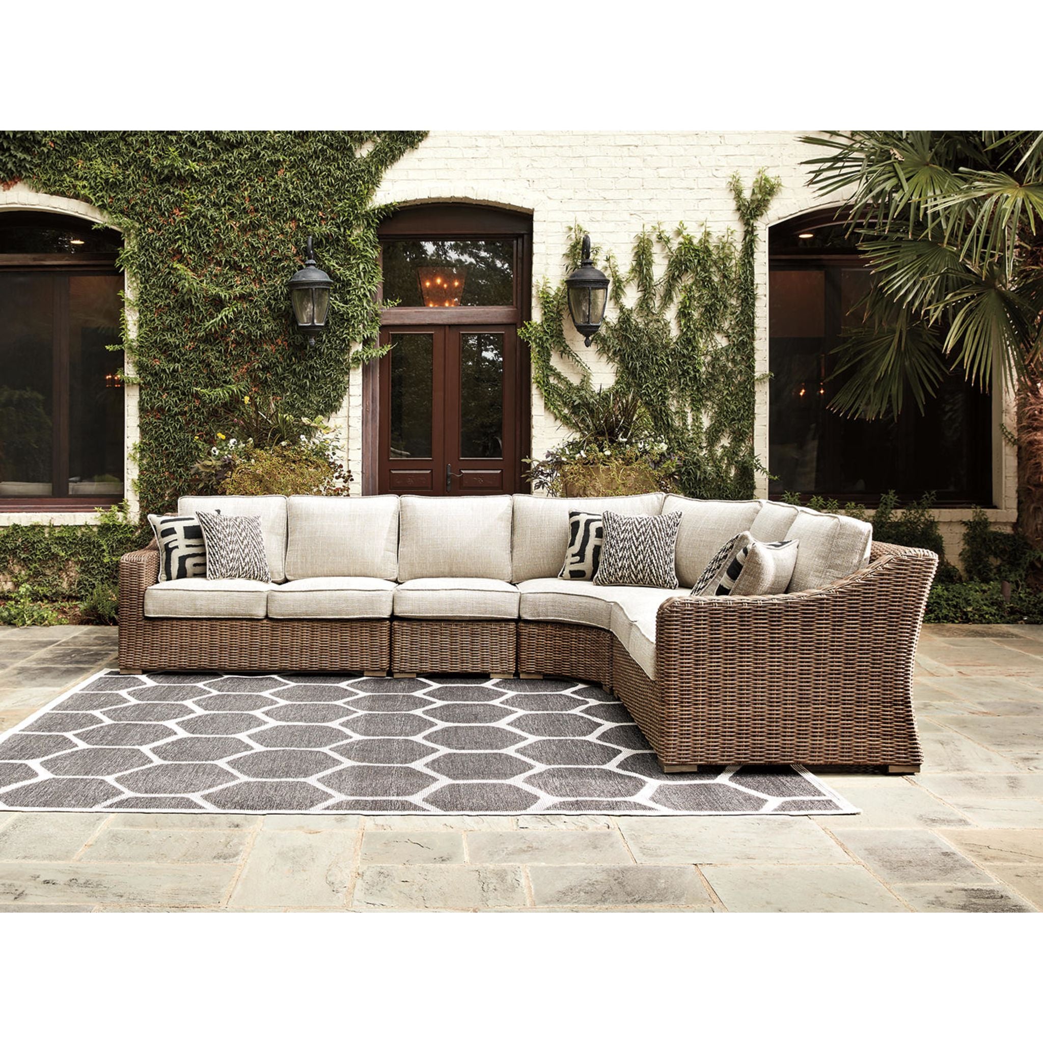 Beachcroft 4-Piece Outdoor Modular Sectional Sofa Set - Waterproof Patio Furniture for Backyard, Poolside & Garden Lounge (Grey) | Perfect for Entertaining & Relaxing Outdoors