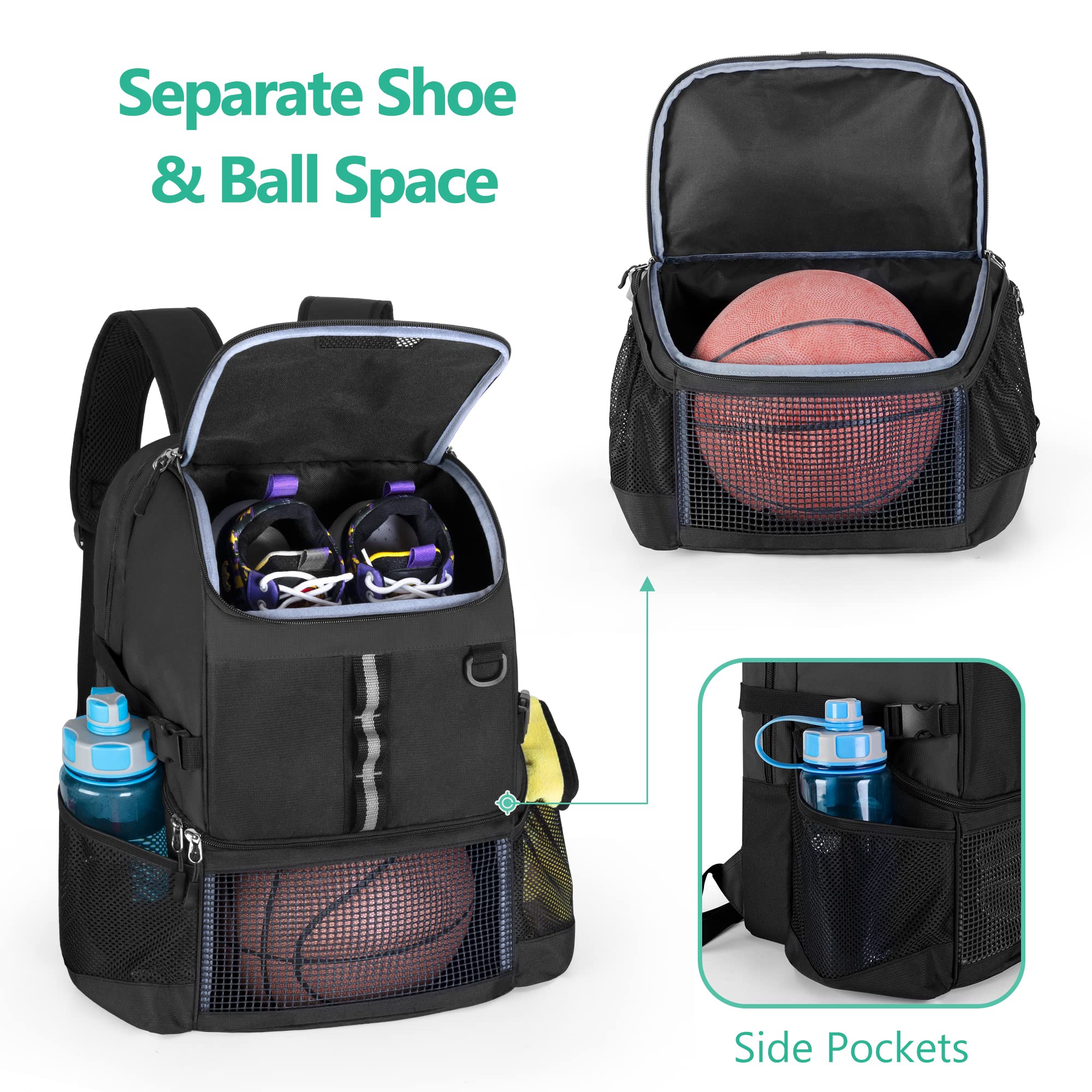 **Premium Basketball & Soccer Equipment Bag with Separate Ball & Shoe Compartment - Perfect for Volleyball, Gym, Outdoor Sports & Travel Gear Storage**