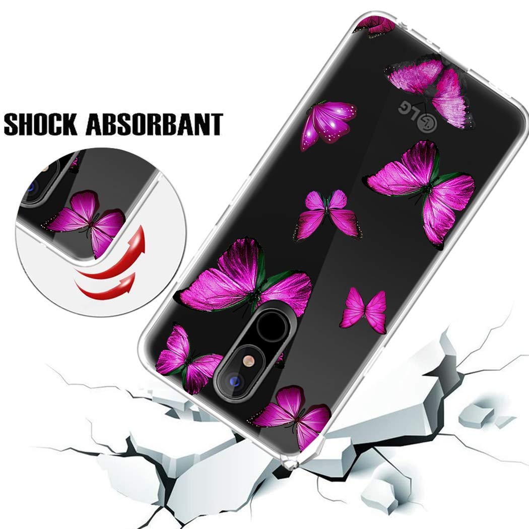 LG Stylo 5/5V/5X/5 Plus Case - Cute Butterfly Clear Slim Shockproof TPU Phone Cover for Women & Girls | Protective Soft Flexible Back Case for Everyday Use & School