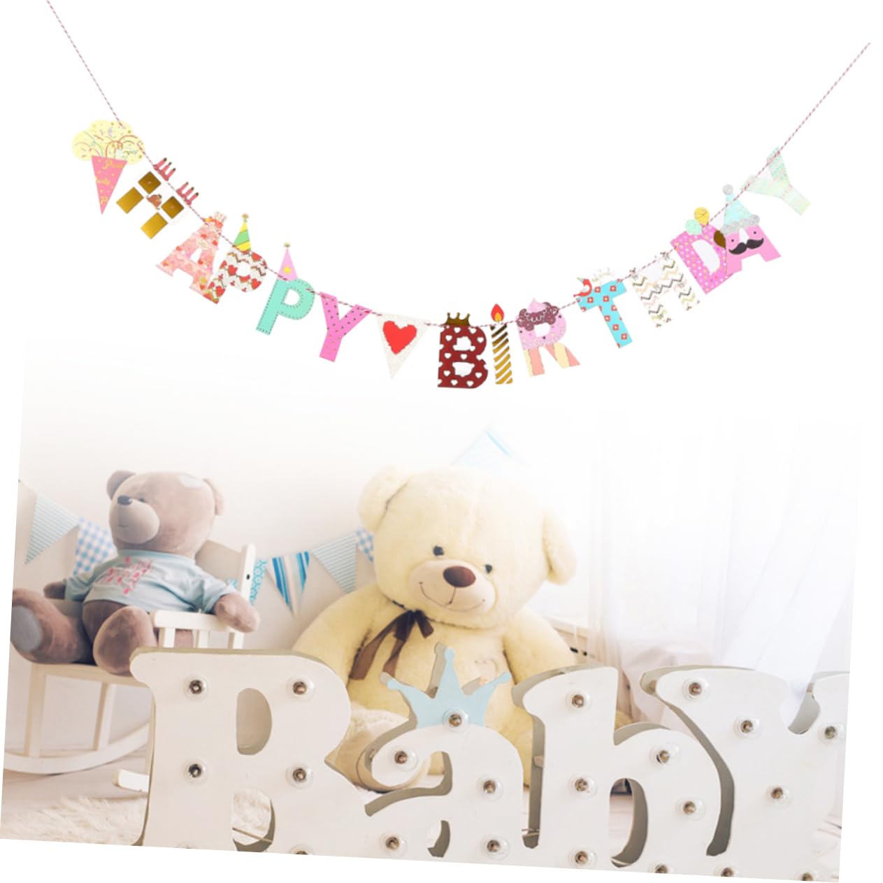 VICASKY 2 Pack Happy Birthday Banner Flags - Fray-Proof Dreamcatcher Design for Baby Birthday Party Decorations - Indoor & Outdoor Celebration Decor for Kids, Baby Showers, and Birthday Parties