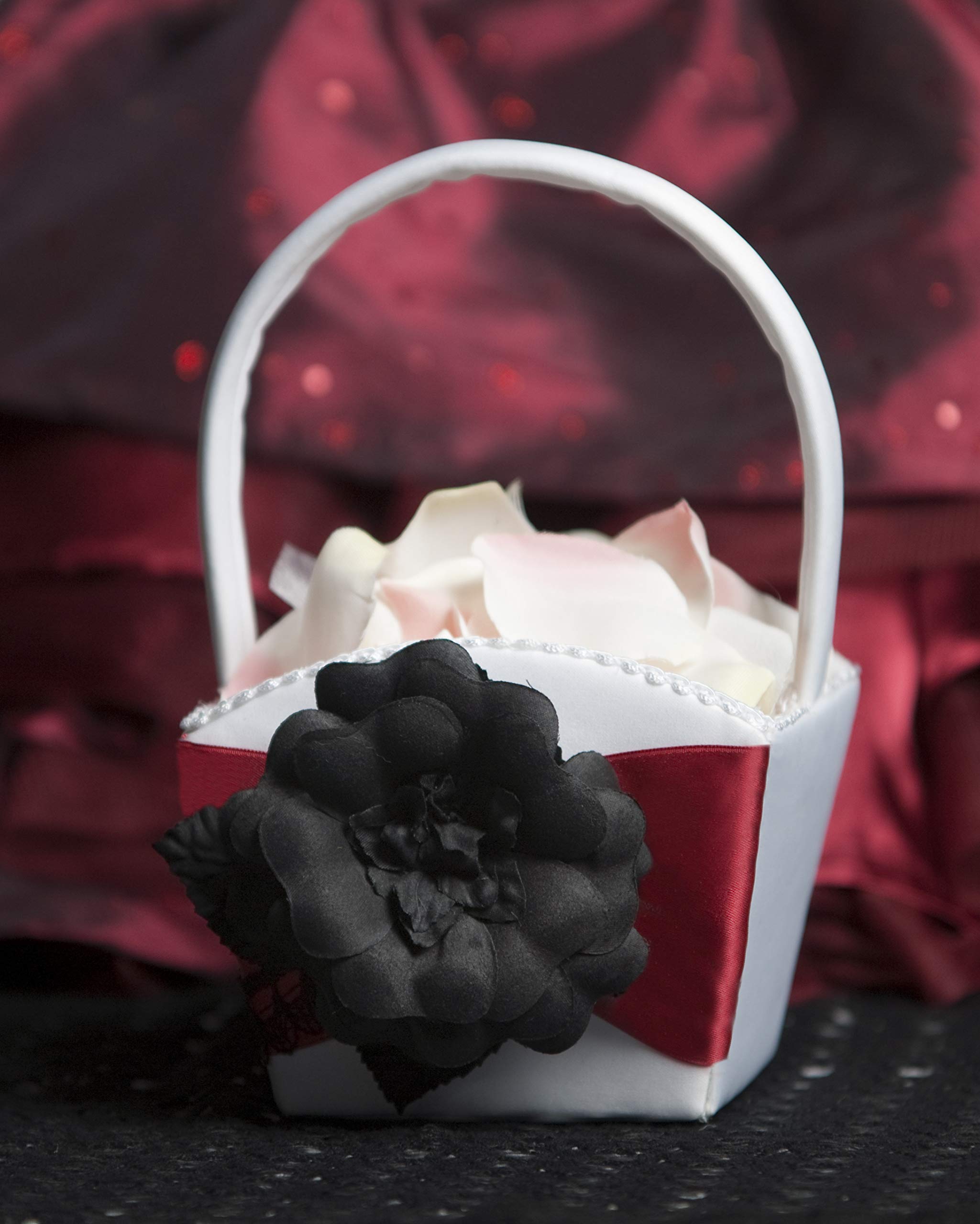 Gothic Romance Flower Girl Basket - Elegant Black Floral Wedding Basket for Bridesmaids & Flower Girls - Perfect for Gothic, Victorian & Boho Weddings