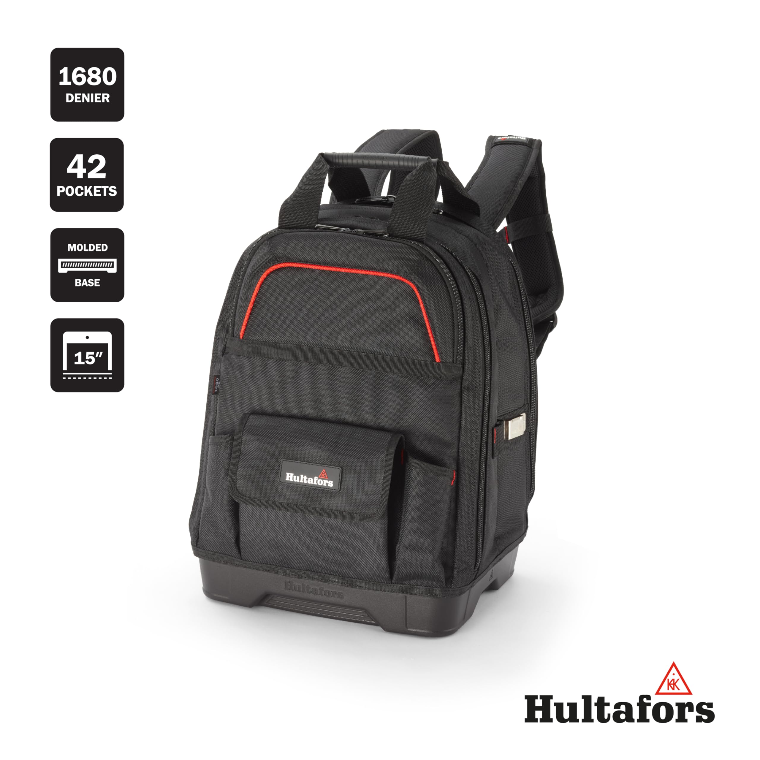 Hultafors Heavy-Duty Tool Backpack with 42 Pockets & Reinforced Bottom | Waterproof & Dirt-Resistant Base | Includes Laptop Compartment | Perfect for Construction, Electricians & Outdoor Work