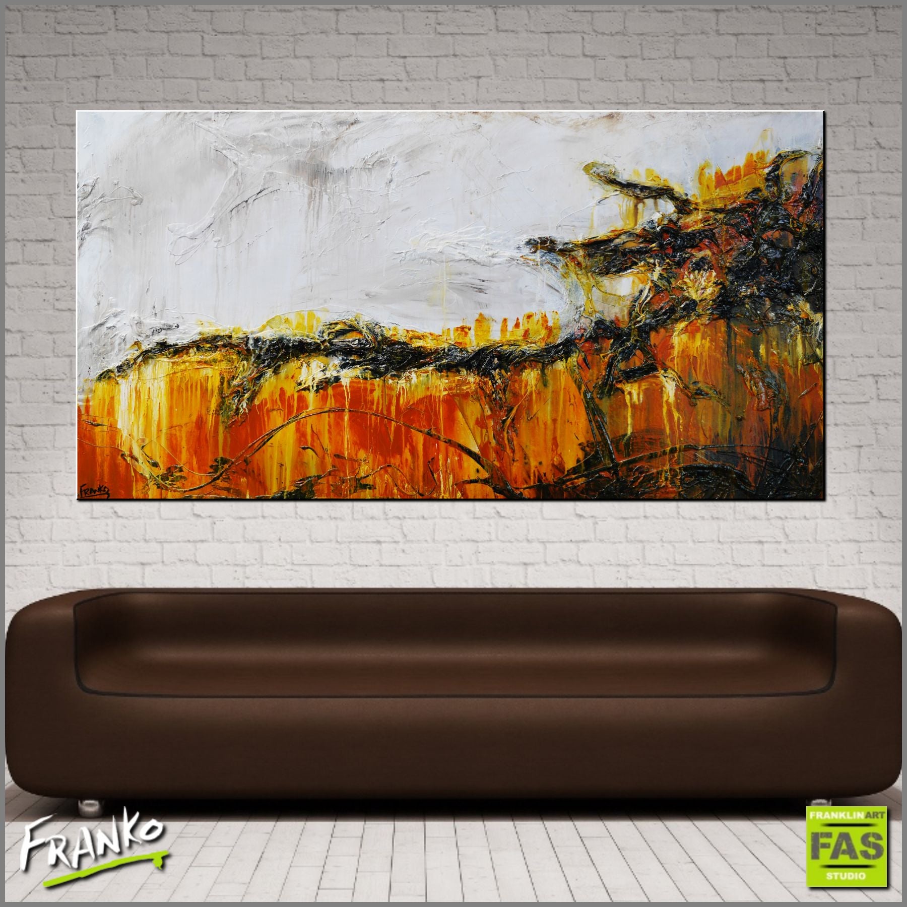 190cm x 100cm Large Sienna Textured Abstract Canvas Painting - Modern Wall Art for Living Room, Bedroom & Office Decor
