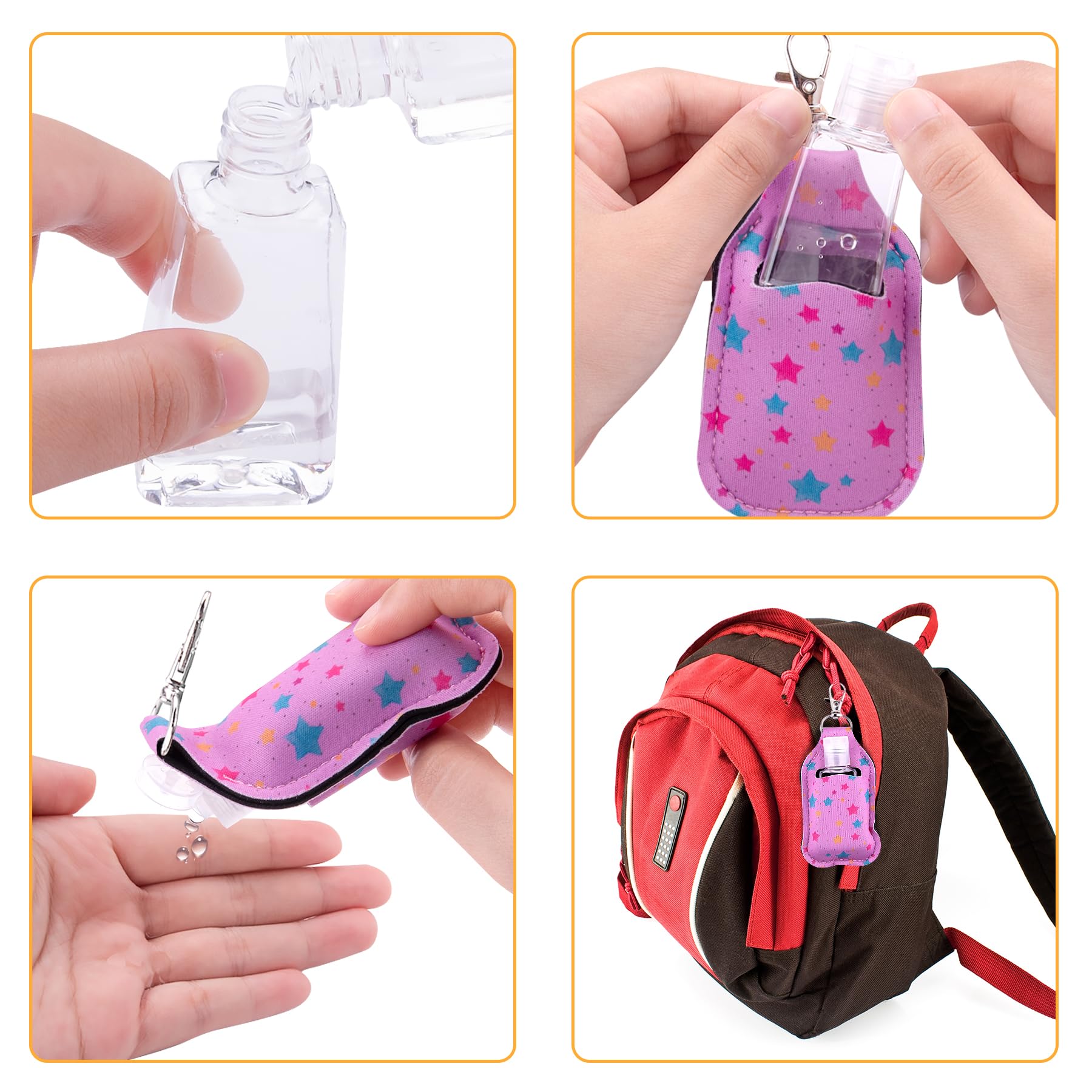 **Duufin 50-Piece Hand Sanitizer Keychain Holders Set – Empty Travel Bottles (25 Flip-Cap Reusable Bottles + 25 Hand Sanitizer Holders) for Backpack, Purse & On-the-Go Hygiene**    *(Perfect for Travel, Gym, Office, School & Everyday Use – Compact & Convenient Sanitizer Solution!)*