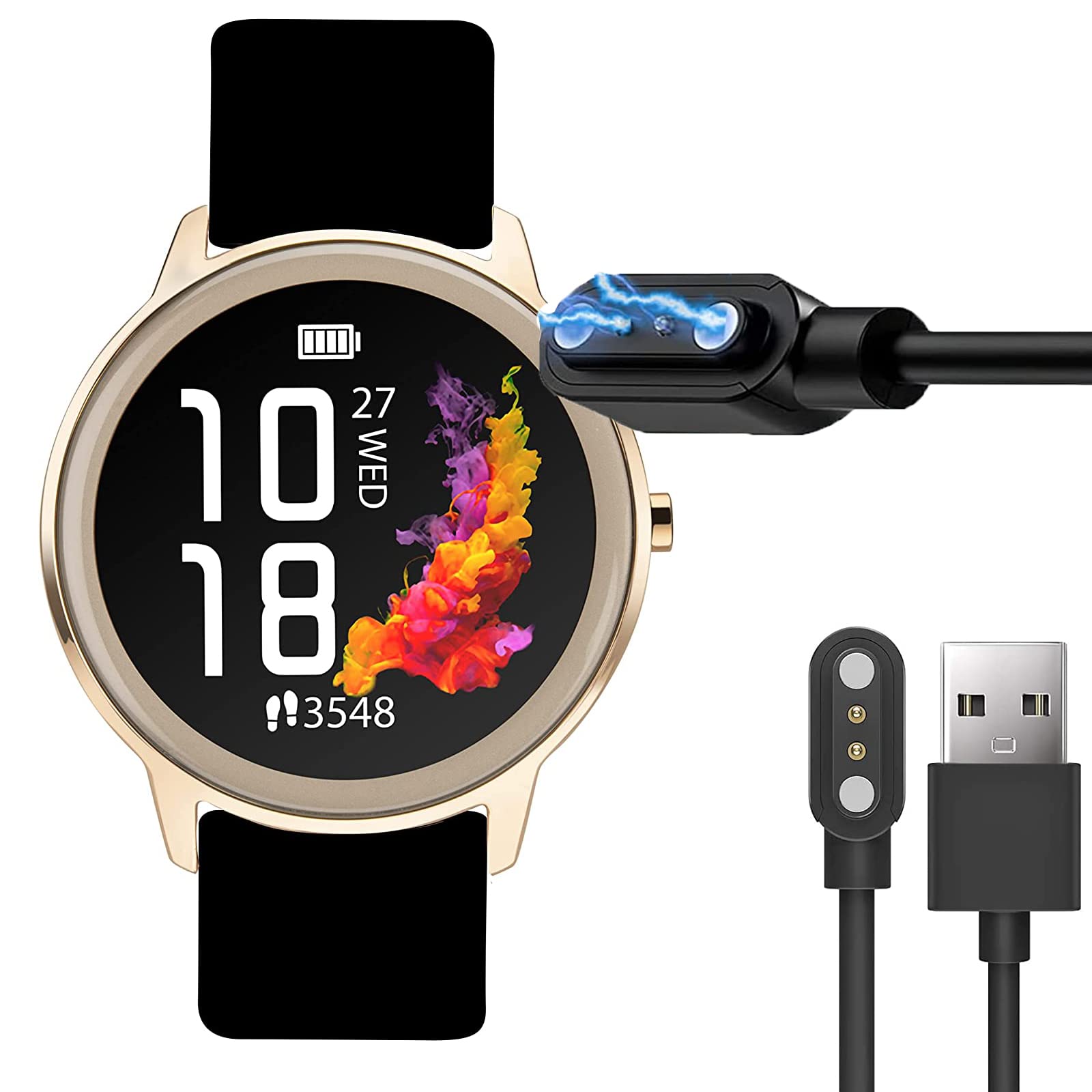 Blueshaweu Magnetic USB Charger for Sekonda Flex Smart Watch - 2 Pin Replacement Charging Cable Compatible with Sekonda Flex 42mm Women's Smartwatch | Perfect for Home, Office & Travel Use