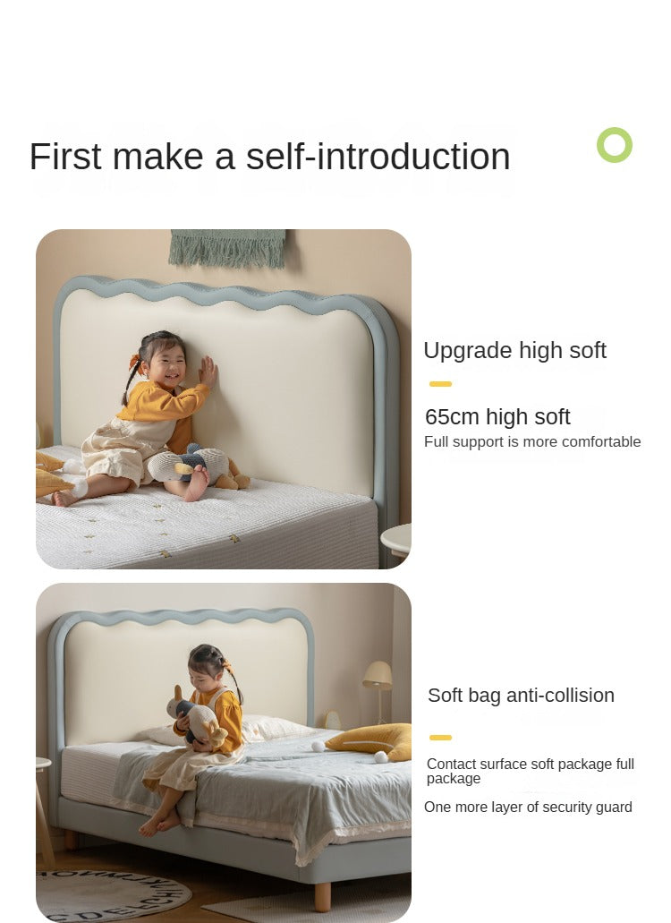 Organic Leather Kids Soft Bed - Comfortable & Durable Toddler Bed for Boys & Girls | Perfect for Nursery, Bedroom & Playroom