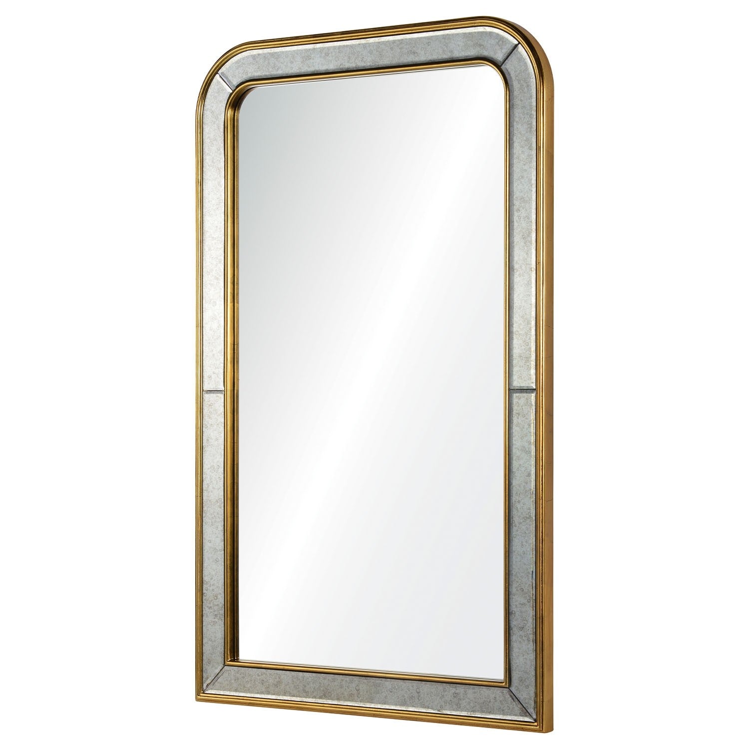 Barclay Butera Phillipe Mirror - Burnished Gold Leaf Framed Wall Mirror for Living Room, Bedroom & Entryway Decor | Elegant Home Accent & Statement Piece