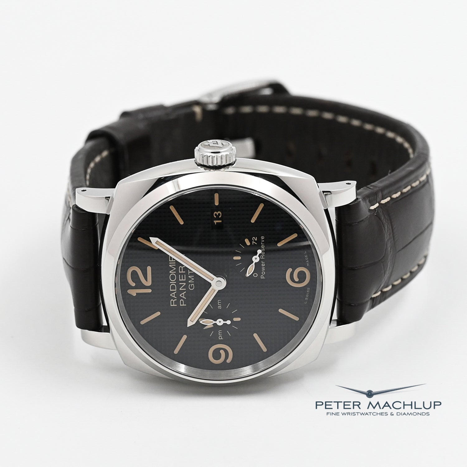 Panerai Radiomir 8-Day GMT Automatic Men's Watch - Luxury Stainless Steel Timepiece with Power Reserve - Perfect for Business Travel & Formal Occasions