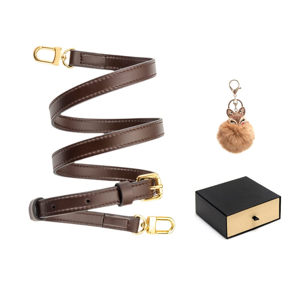 Adjustable Brown Leather Crossbody Strap Replacement for Louis Vuitton Alma & Speedy Bags - 1.8cm (0.7in) Width - Perfect for Travel, Shopping & Everyday Use