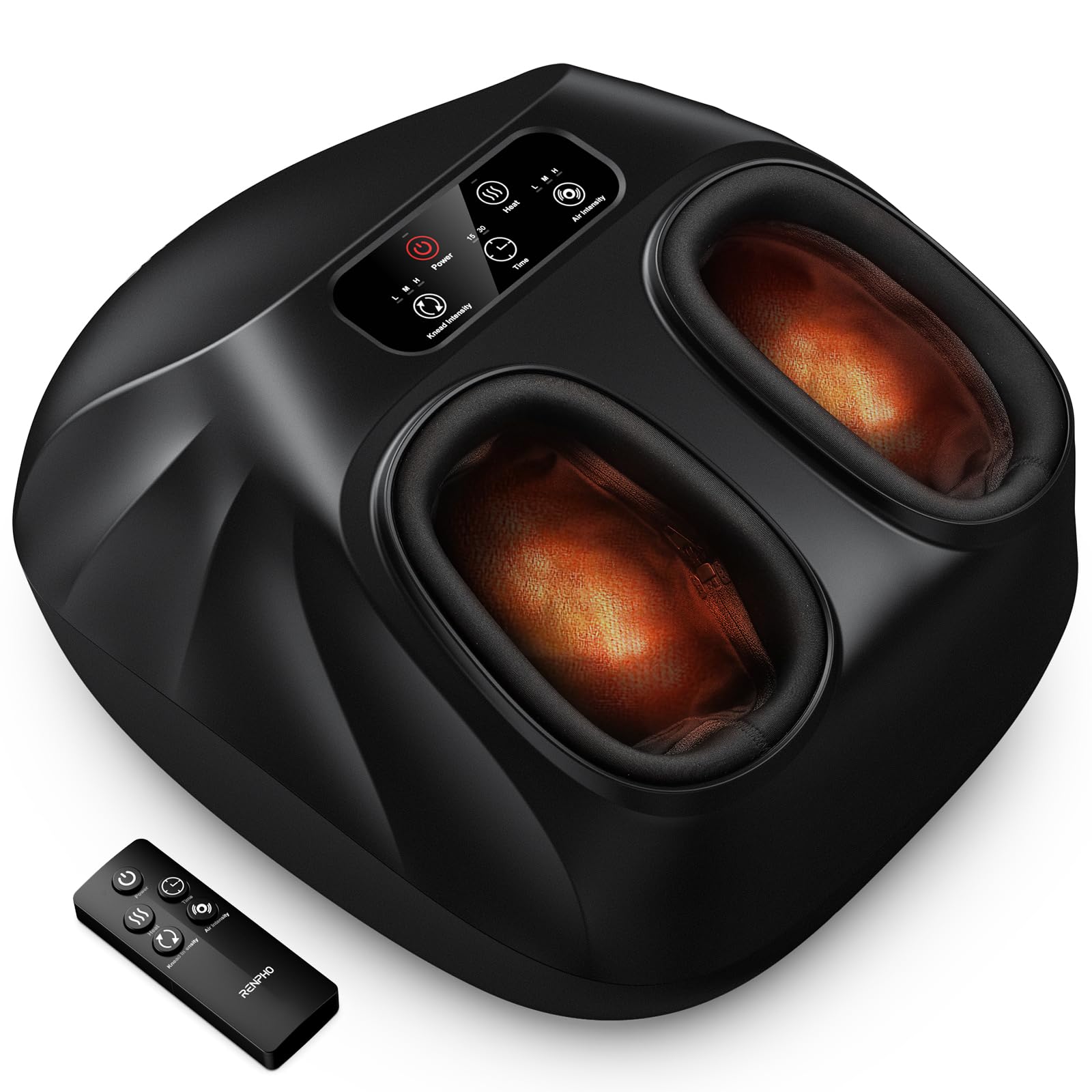 RENPHO Shiatsu Foot Massager Machine with Heat - 2025 Upgraded Deep Kneading for Neuropathy & Plantar Fasciitis Pain Relief, FSA/HSA Eligible, Wireless Remote Control - Perfect for Home/Office Use & Mother's Day Gifts (Fits Up to Men's Size 14)