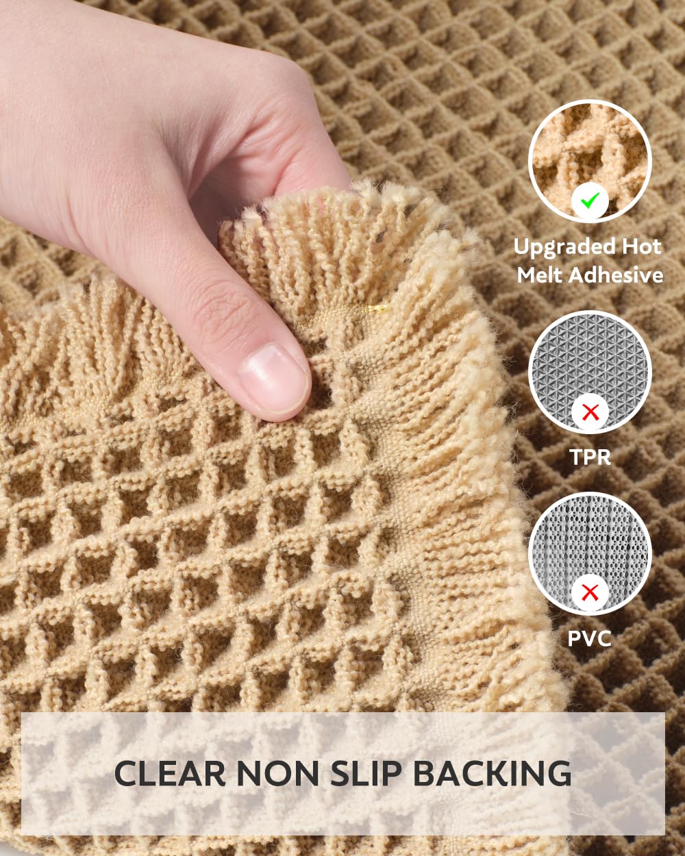 Tchdio Waffle Bath Mat Runner Rug - Super Absorbent, Non-Slip Bathroom Rug, Machine Washable with Tassels, 2' x 6' - Perfect for Bathroom Floors, Beside Tub, and Shower Areas