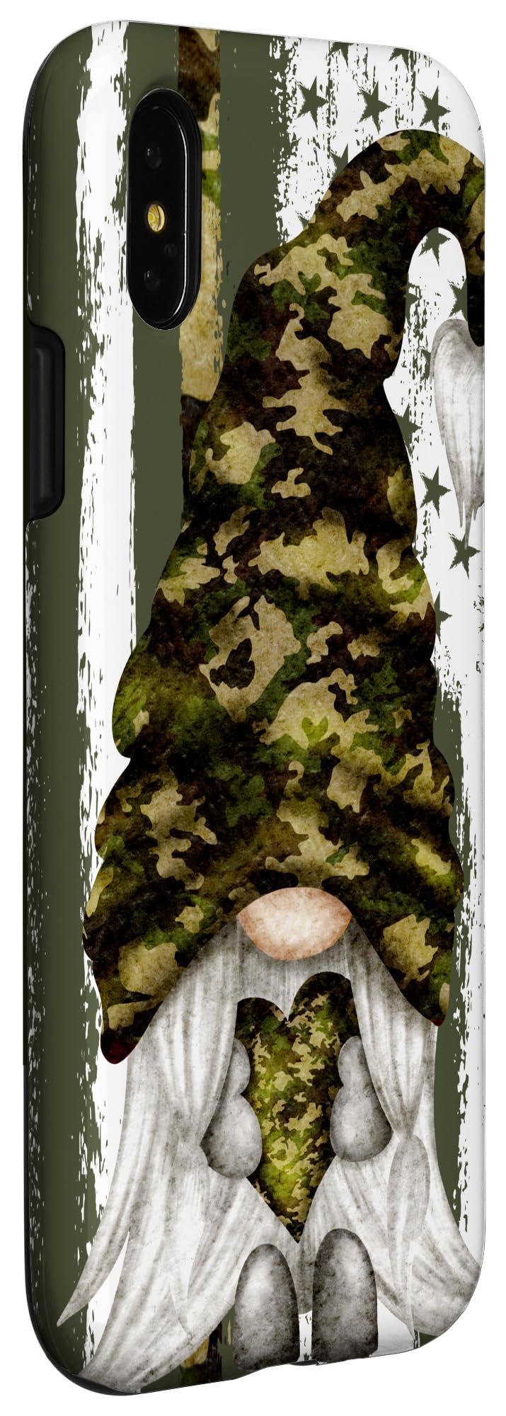 iPhone X/XS Camouflage Gnome Flag Phone Case - Patriotic Military Design for American Veterans | Perfect for Outdoor Adventures & Veteran Appreciation Events