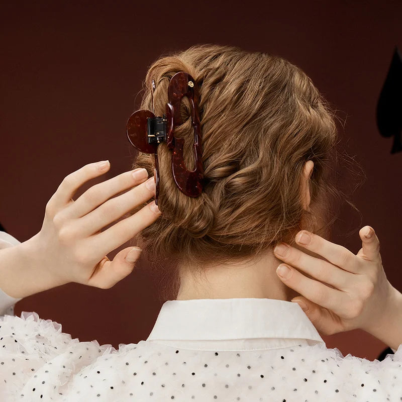 Janisa XL Large Hollow Spades Hair Claw Clip - Strong Hold for Thick Hair, Perfect for Updos, Ponytails & Everyday Hairstyles (Great for Work, Gym & Casual Outings)