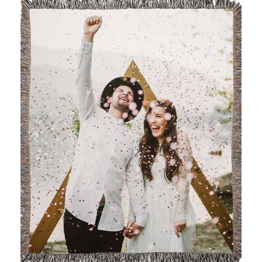 **Personalized Photo Blanket - Custom Woven Throw with Your Picture - 100% Soft Cotton - 50