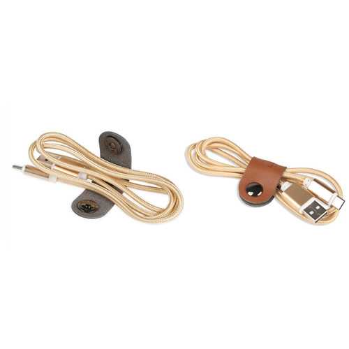 BUBM 2-Pack Leather Magnetic Cable Clips for Headphones & Charging Cords - Premium Desktop Organizer for Office, Home, and Travel Accessories