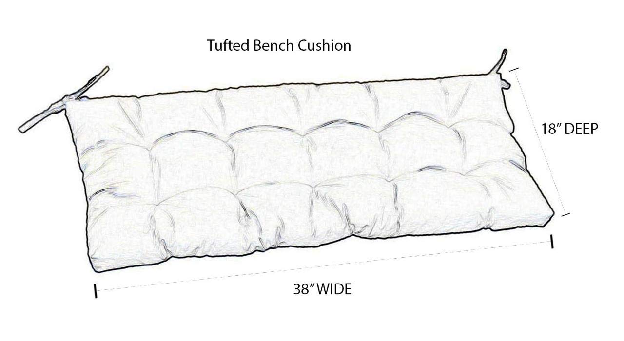 RSH DECOR 3 Inch Tufted Bench - Navy & White Cabana Stripe Indoor/Outdoor Decorative Bench with Ties - 38