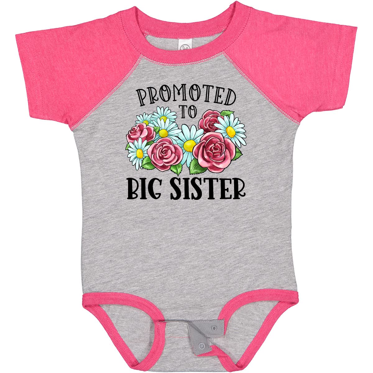 Promoted to Big Sister with Flowers Baby Bodysuit - Cute Sibling Announcement Outfit for Newborns & Toddlers - Perfect for Gender Reveals, Baby Showers & Family Photos