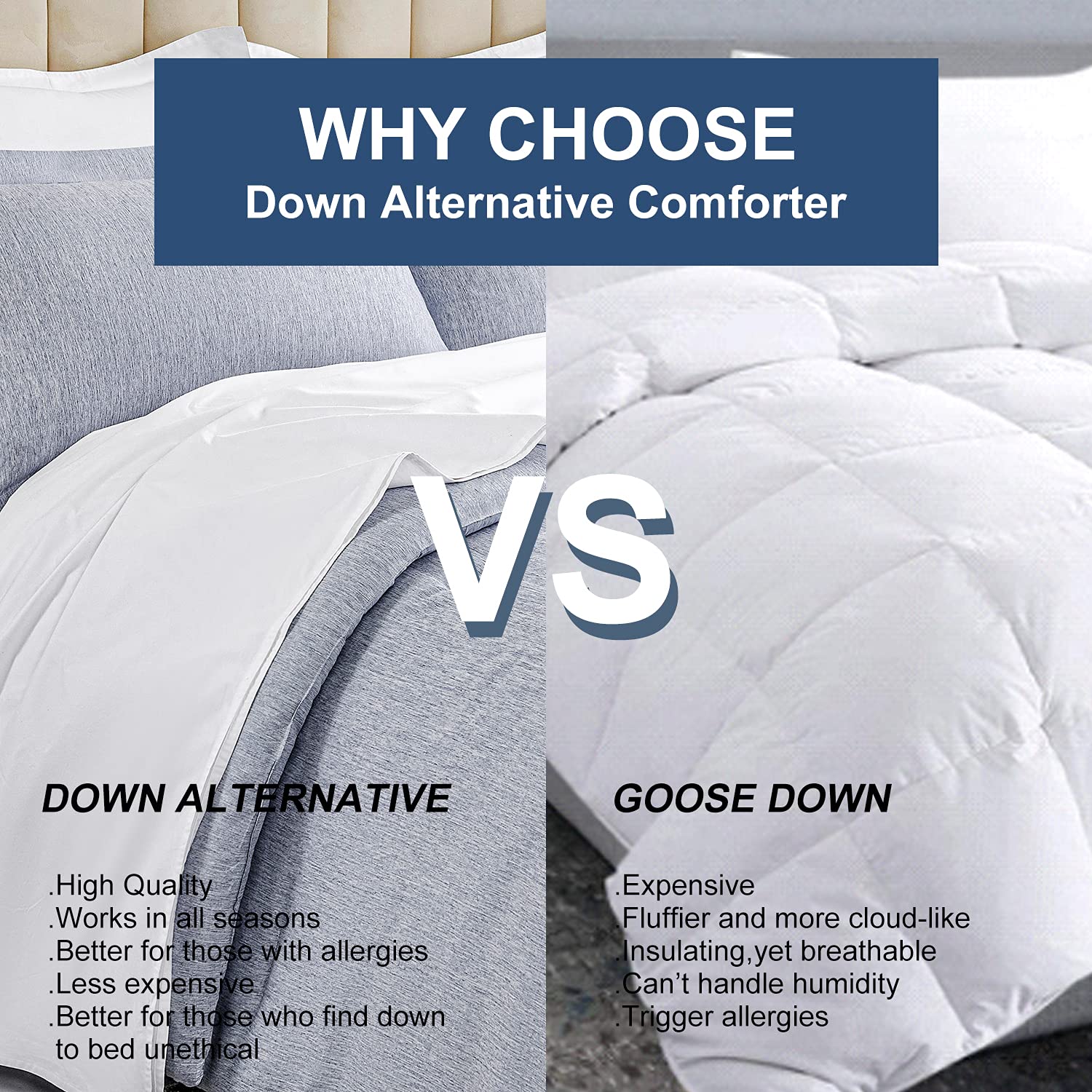 HOdo King Size Comforter Set - Oversized Blue Bedding with Cationic Dyeing & Pillow Shams (104x96 inches, 3-Piece) | Luxurious Hotel-Style Bedroom Decor for Master Bedroom & Guest Room
