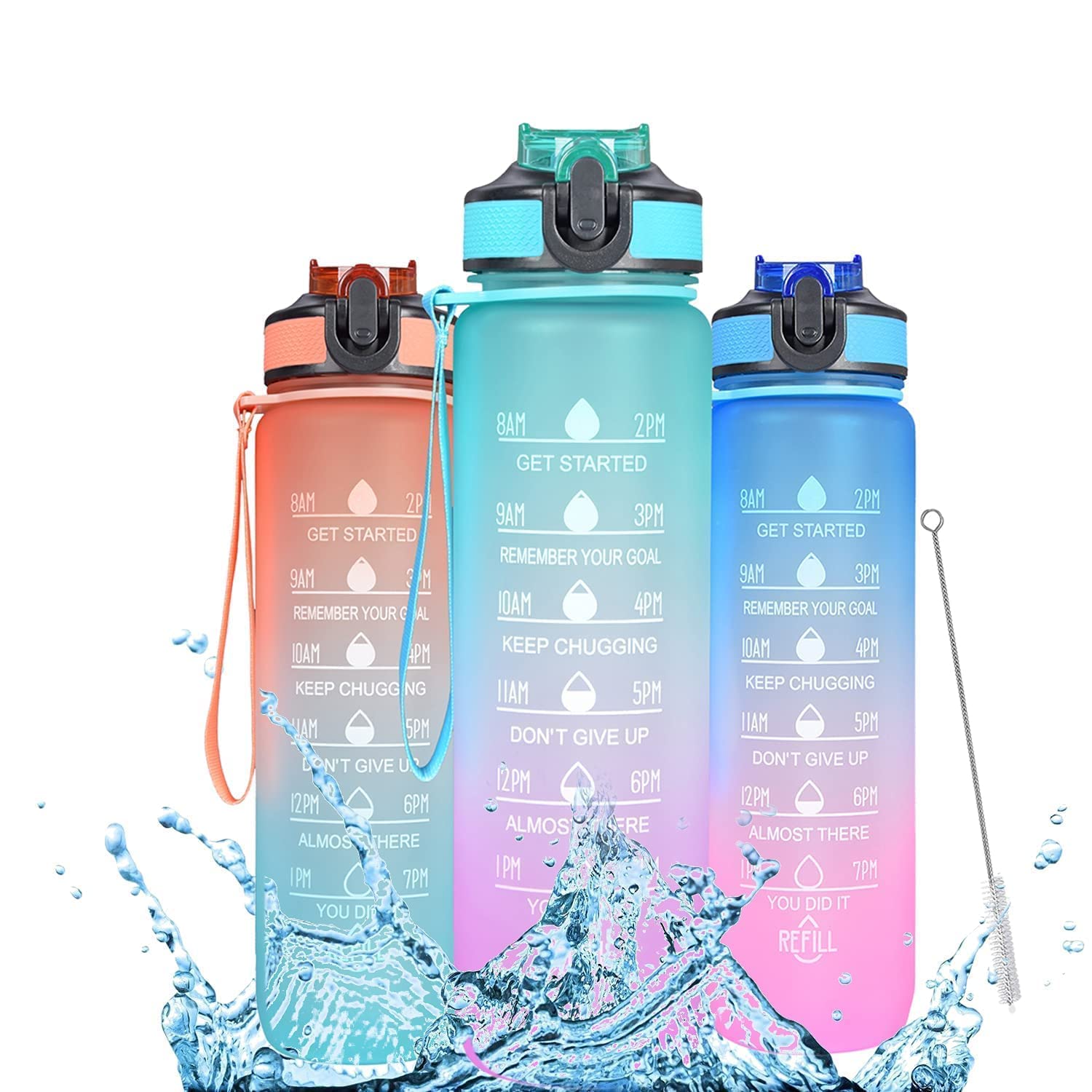 SAYKHUS Unbreakable 1 Liter Silicone Water Bottle with Time Marker - Motivational Hydration for Gym, Hiking & Daily Use - BPA Free & Leak Proof