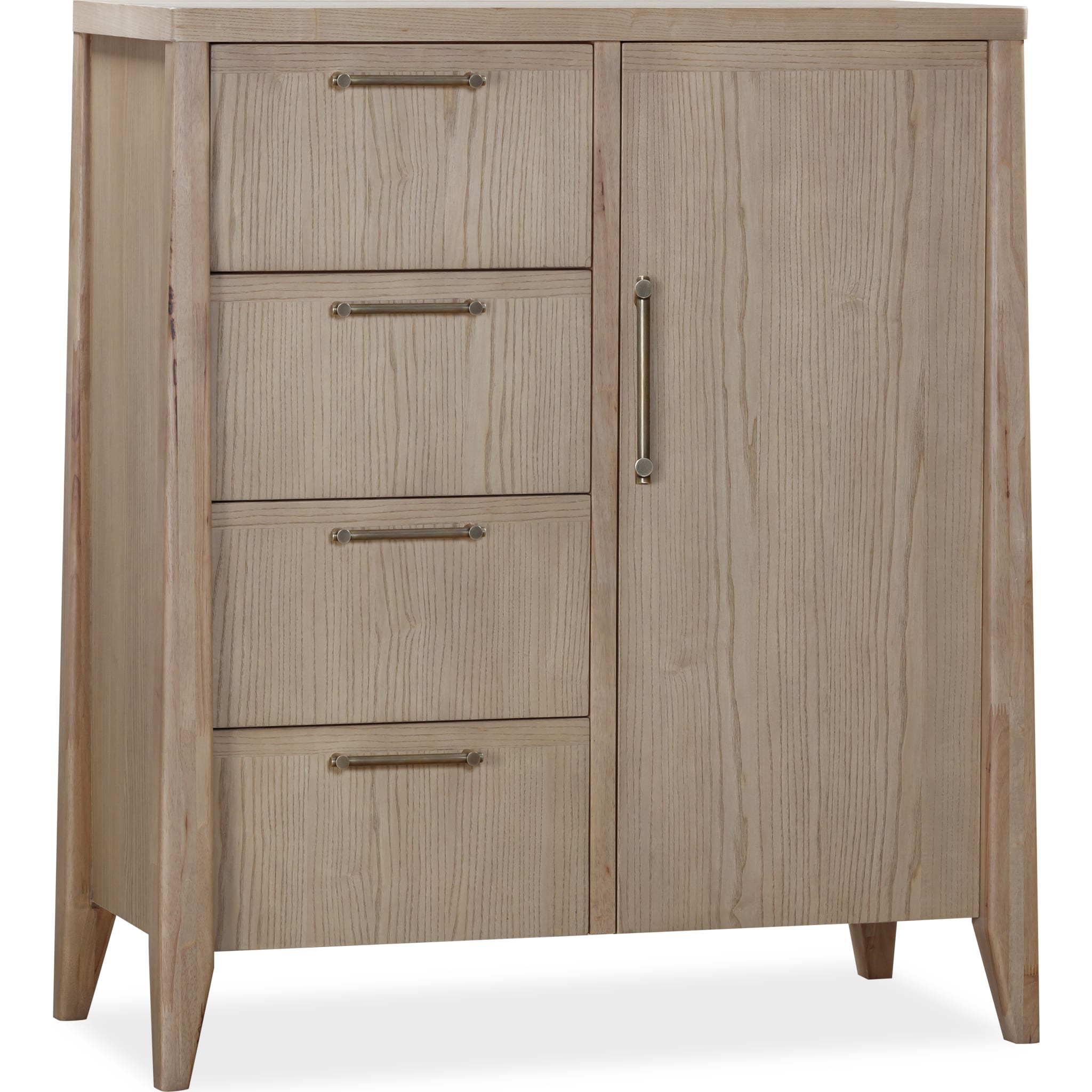 Sumire 4-Drawer 1-Door Ash Wood Chest in Ginger - Stylish Storage for Bedroom, Living Room, or Office Organization