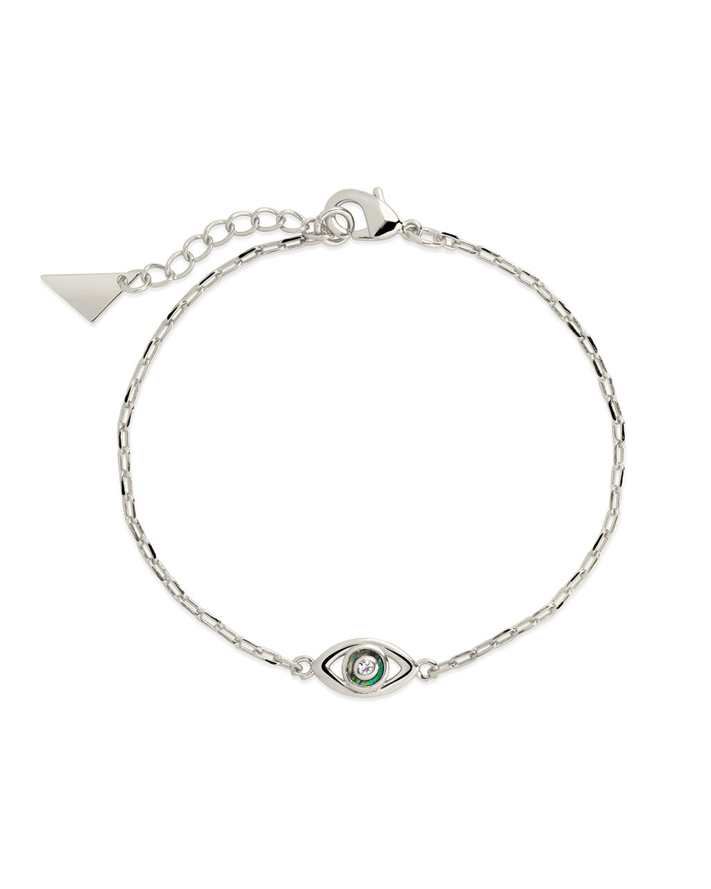 Leidy CZ & Mother of Pearl Evil Eye Station Bracelet - Elegant Protection Jewelry for Women, Trendy Boho Chic Accessory for Everyday Wear, Gift for Her