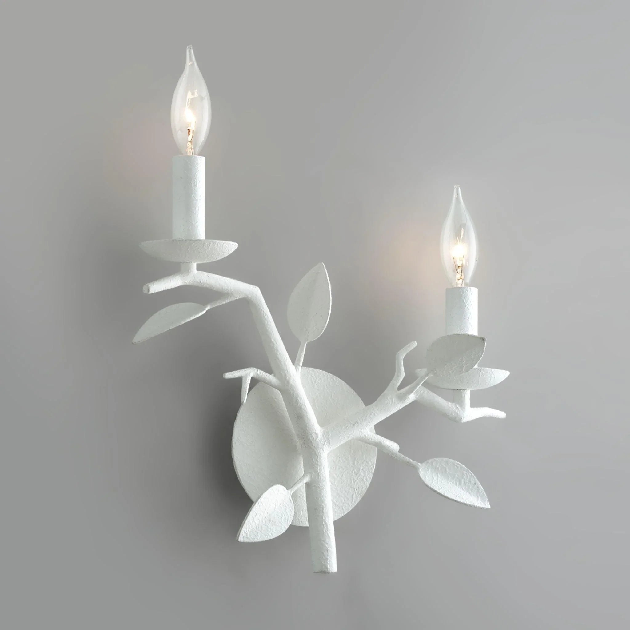 Rustic Branch Wall Sconce in White Gesso - Farmhouse Candle Holder for Bedroom, Living Room & Porch Decor