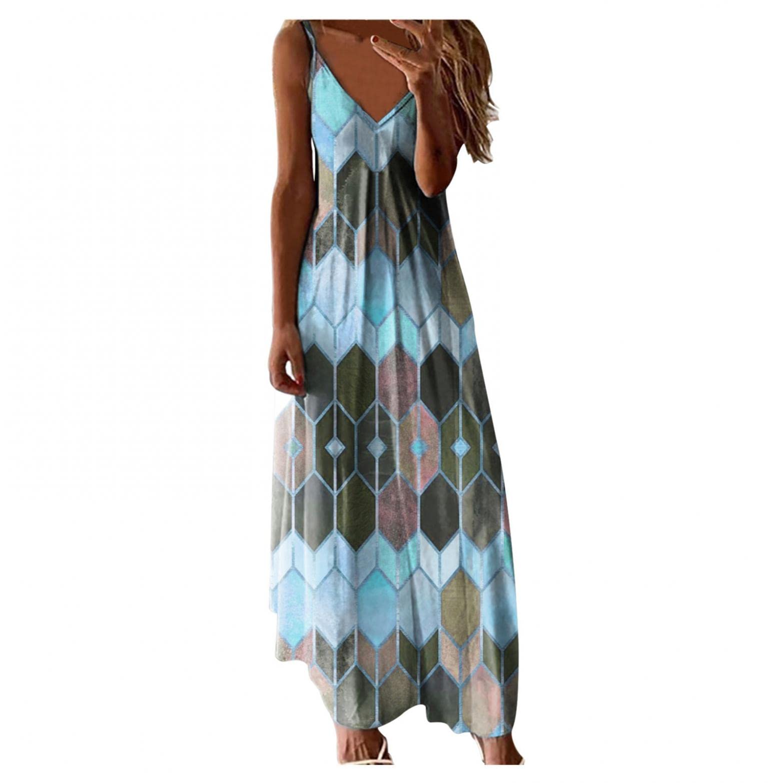 BAGELISE Women's Floral Print Maxi Dress - 2022 Summer Long Dress for Beach, Party & Casual Wear | Lightweight & Comfortable Hawaii Style Dress