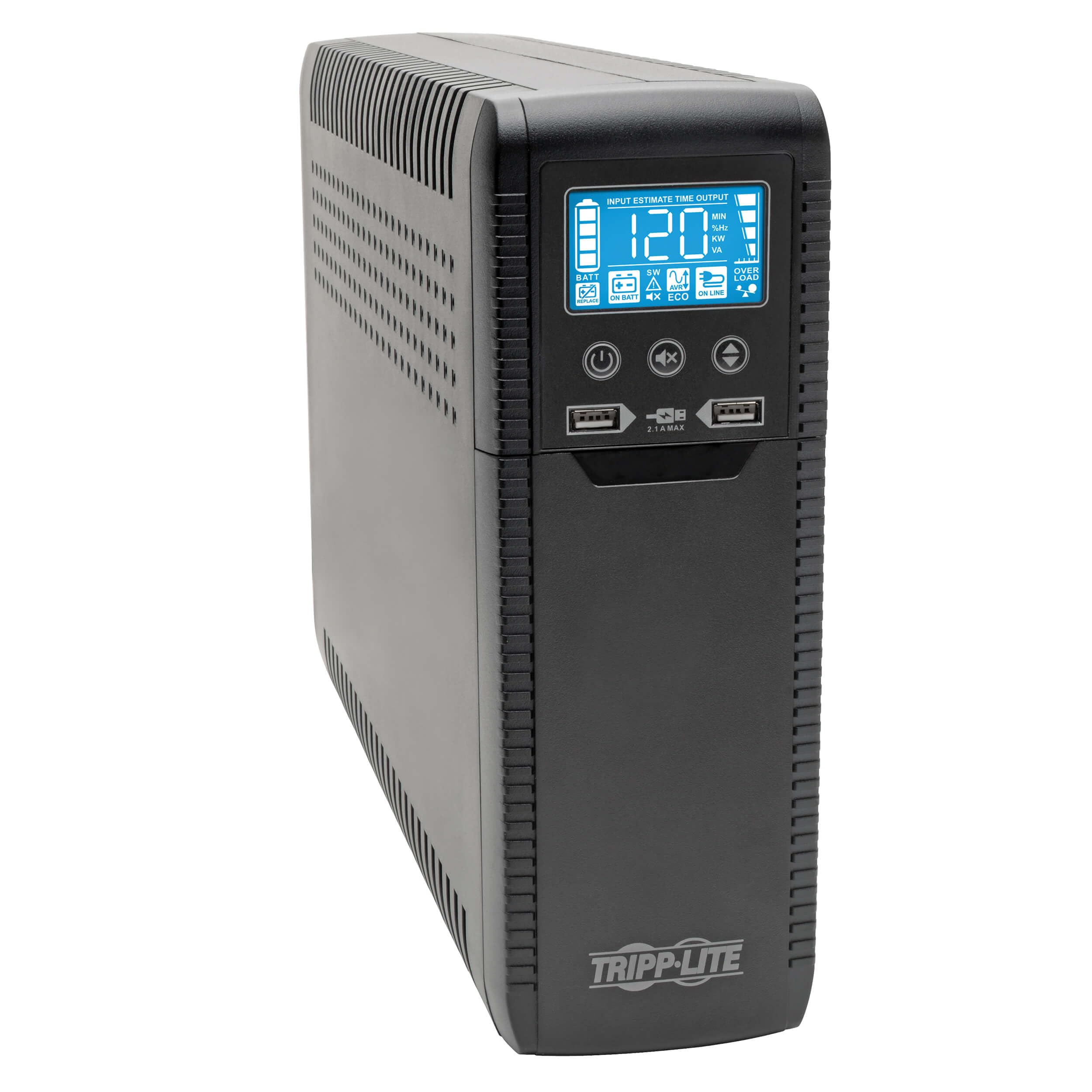 Tripp Lite 1500VA UPS Battery Backup with AVR, 10-Outlet Surge Protector, Uninterruptible Power Supply for Home & Office, USB Charger & Ethernet Protection - 3-Year Warranty & $250K Insurance (ECO1500LCD) - Perfect for Computers, Routers, Gaming Consoles & Home Electronics During Power Outages