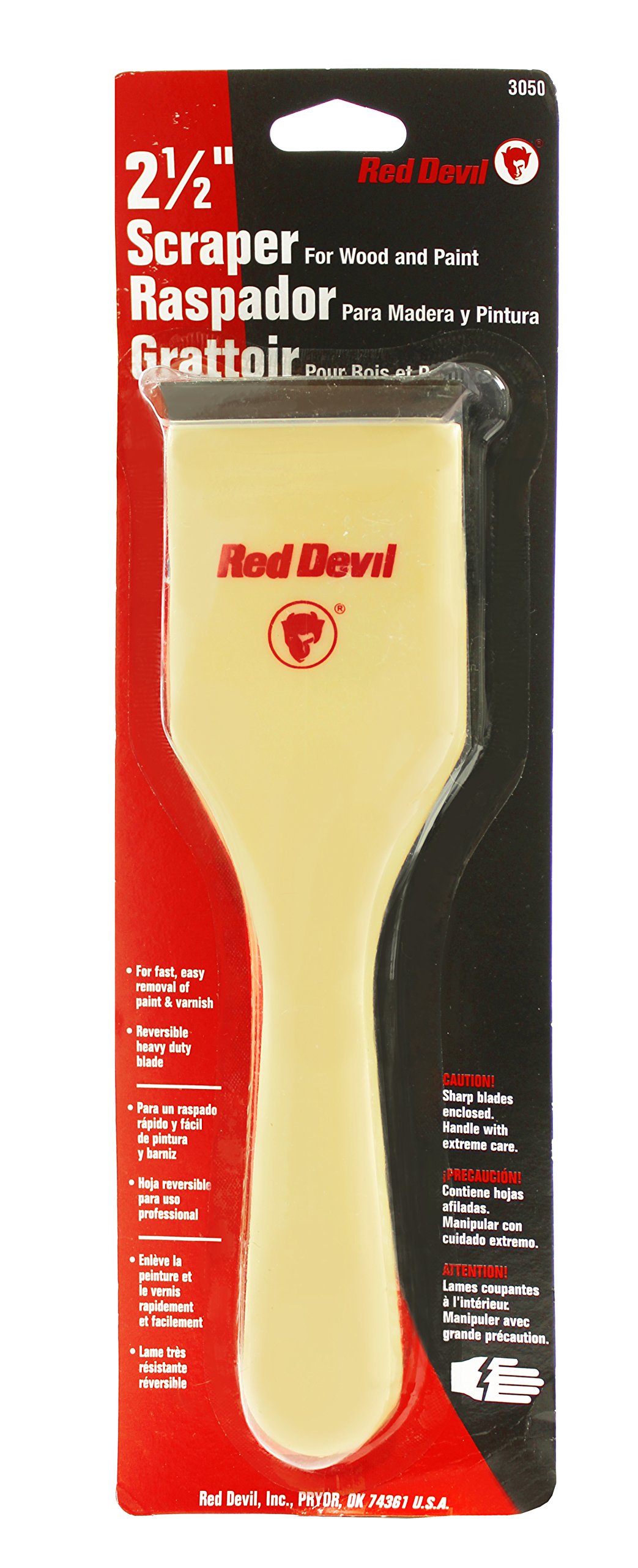 Red Devil 3050 2.5-Inch Paint Scraper - Premium Cranberry Color Paint Removal Tool for Home Improvement & DIY Projects - Perfect for Wall Prep, Window Frames & Furniture Refinishing