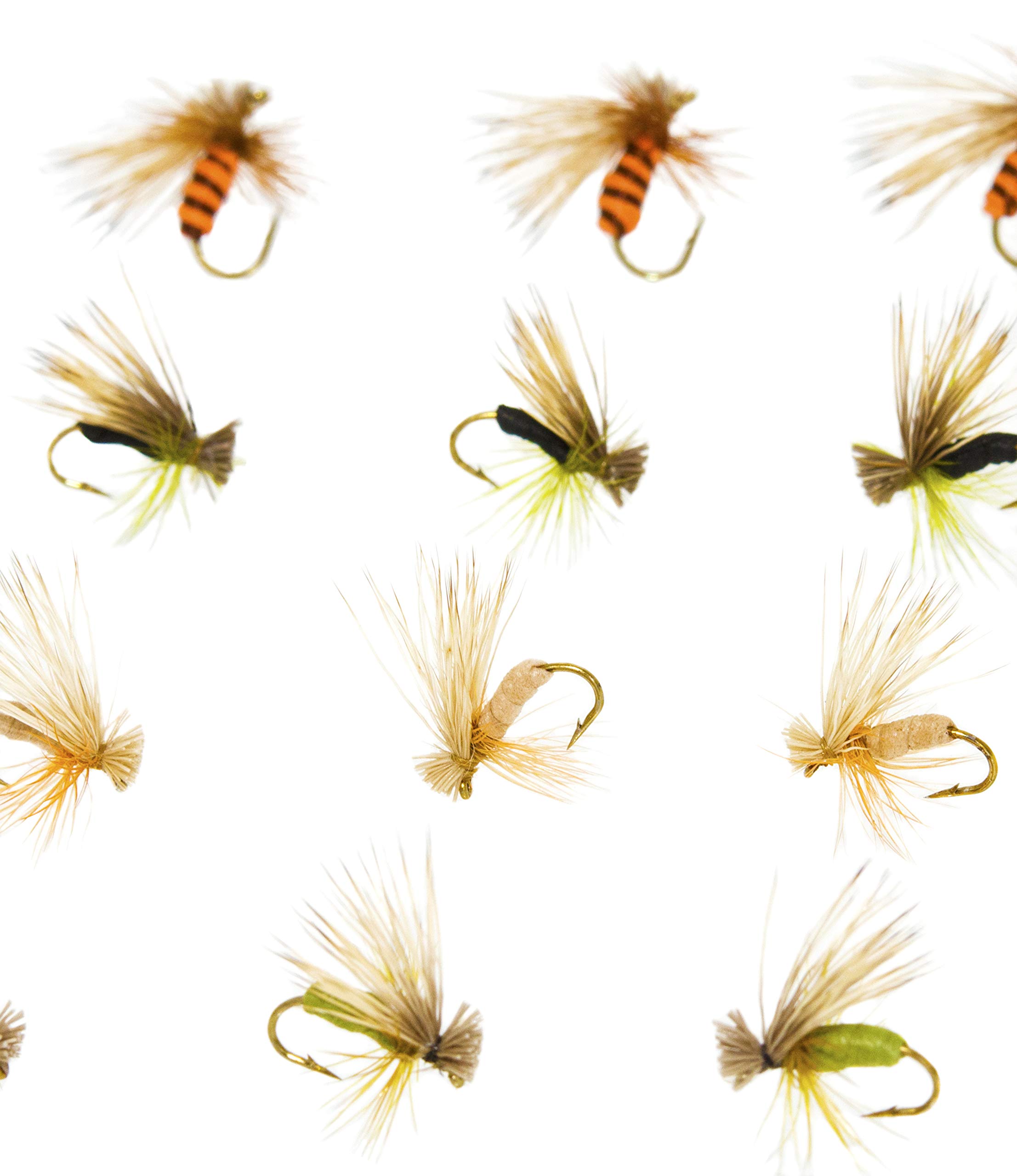 Outdoor Planet 12 Guide's Choice Fly Fishing Flies Assortment: Hare's Ear, BH Soft Hackle Pheasant Tail, Tilt Wing Dun, Kingrey's Better Foam Caddis, Nymph & Dry Flies for Trout – Perfect for Freshwater Streams and Rivers