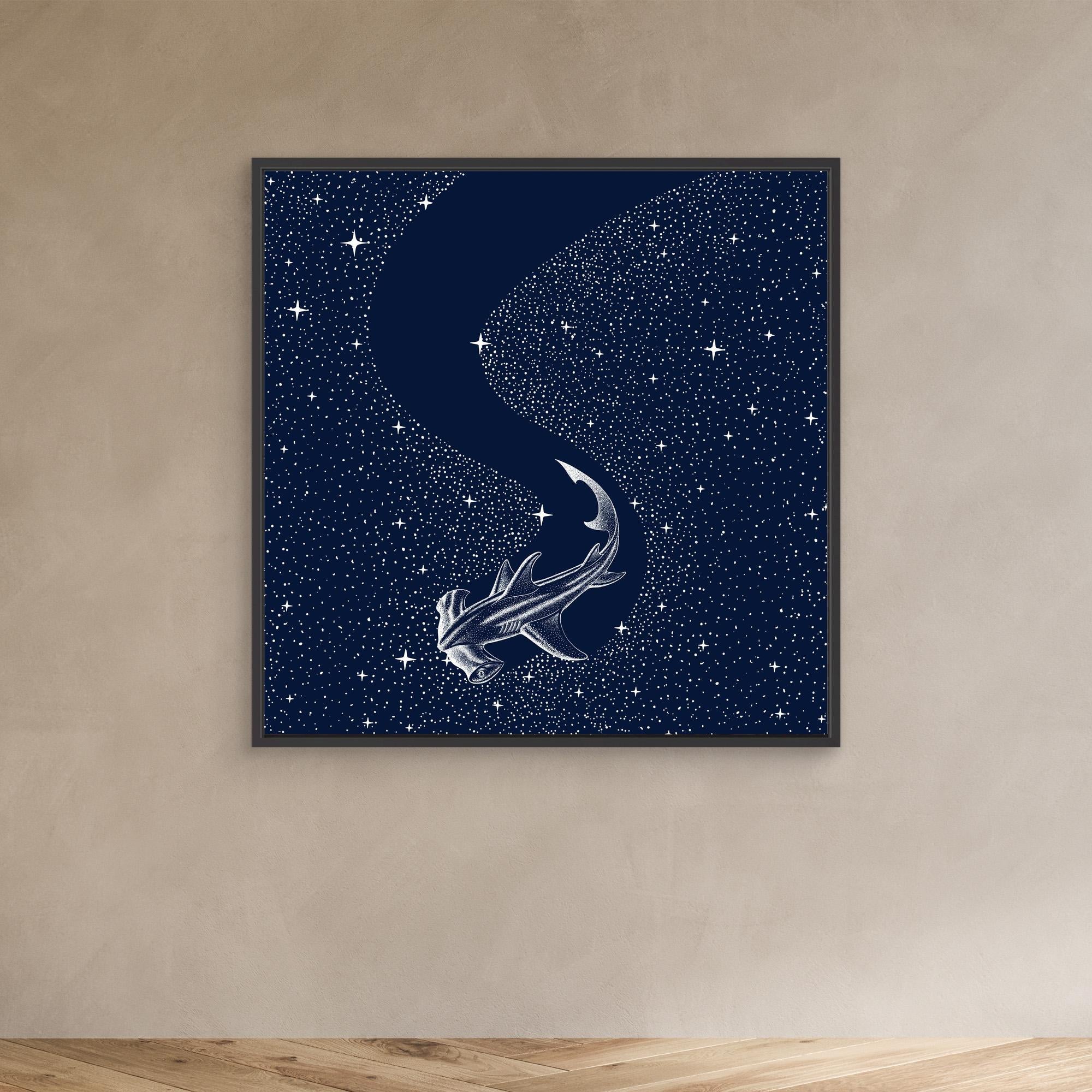 Starry Hammerhead Canvas Print by Alirıza Çakir - Stunning Wall Art for Living Room, Bedroom & Office Decor