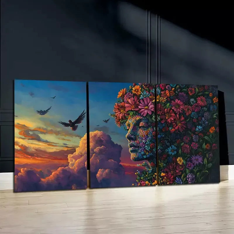 3-Piece Fantasy Art of Mother Gaia Wall Art Set - Framed Canvas 50x70cm - High Quality Print - 100% Australian Made - Ready to Hang - Perfect for Living Room, Bedroom & Office Decor