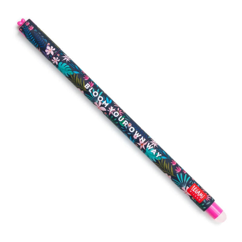 Legami Erasable Pens with Flora Turquoise Ink - Smooth Writing & Friction Erasable Gel Pens for School, Office, Note Taking & Journaling