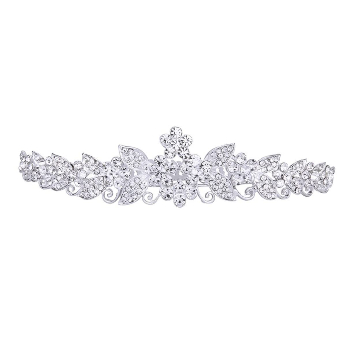 FRCOLOR 2-Pack Crystal Bridal Tiara Headpiece - Wedding Hair Accessories for Bride, Rhinestone Crown Headband & Comb Set, Alloy Silver (Medium) - Perfect for Weddings, Proms, and Special Occasions