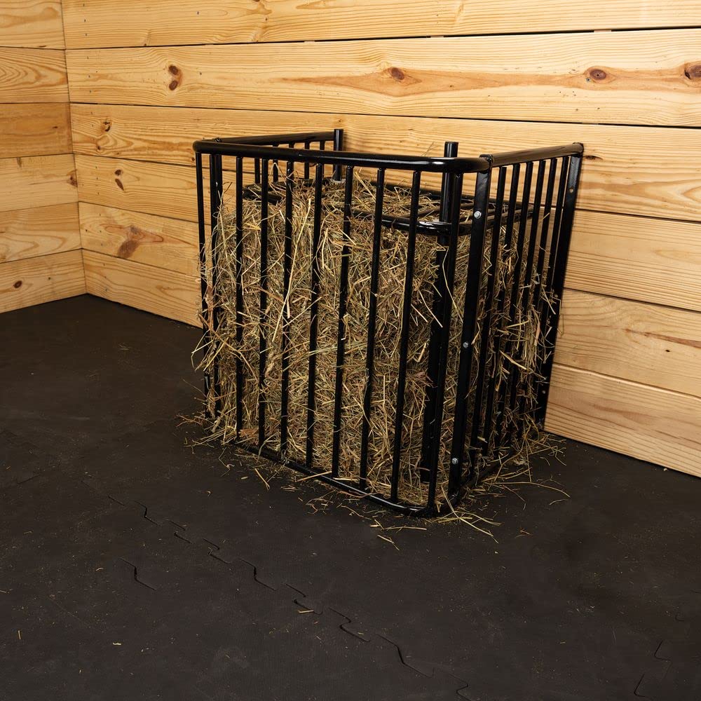 Slow Feed Wall-Mounted Hay Rack for Horses - Large Capacity Black Grazing Feeder with 5-Year Warranty | Natural Grazing Solution | Stable & Barn Feeding Accessory